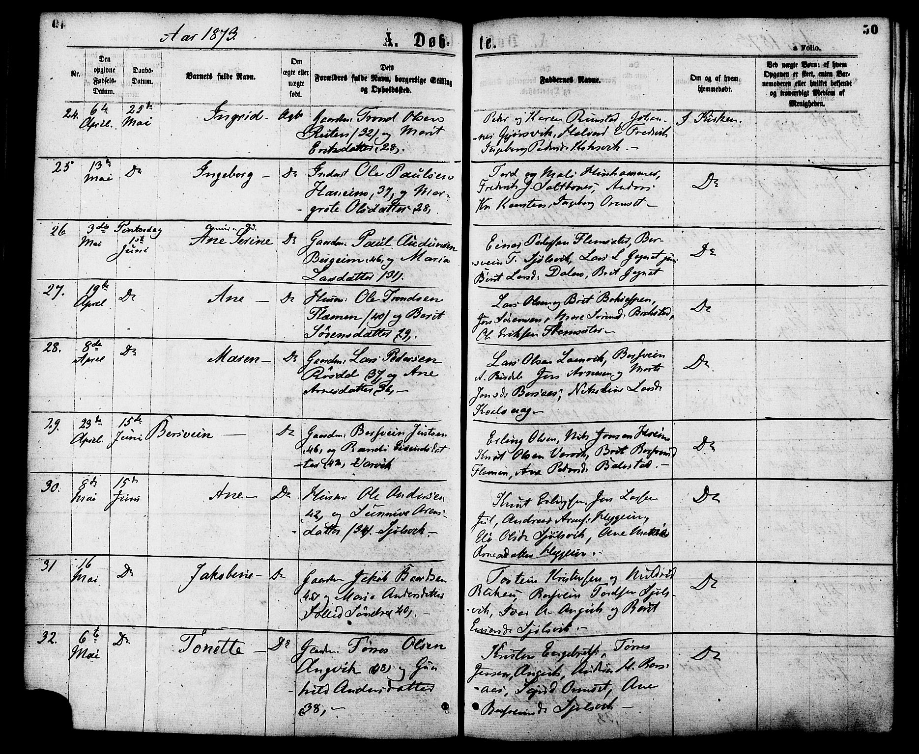 Ministerialprotokoller, klokkerbøker og fødselsregistre - Møre og Romsdal, AV/SAT-A-1454/586/L0986: Parish register (official) no. 586A12, 1867-1878, p. 50