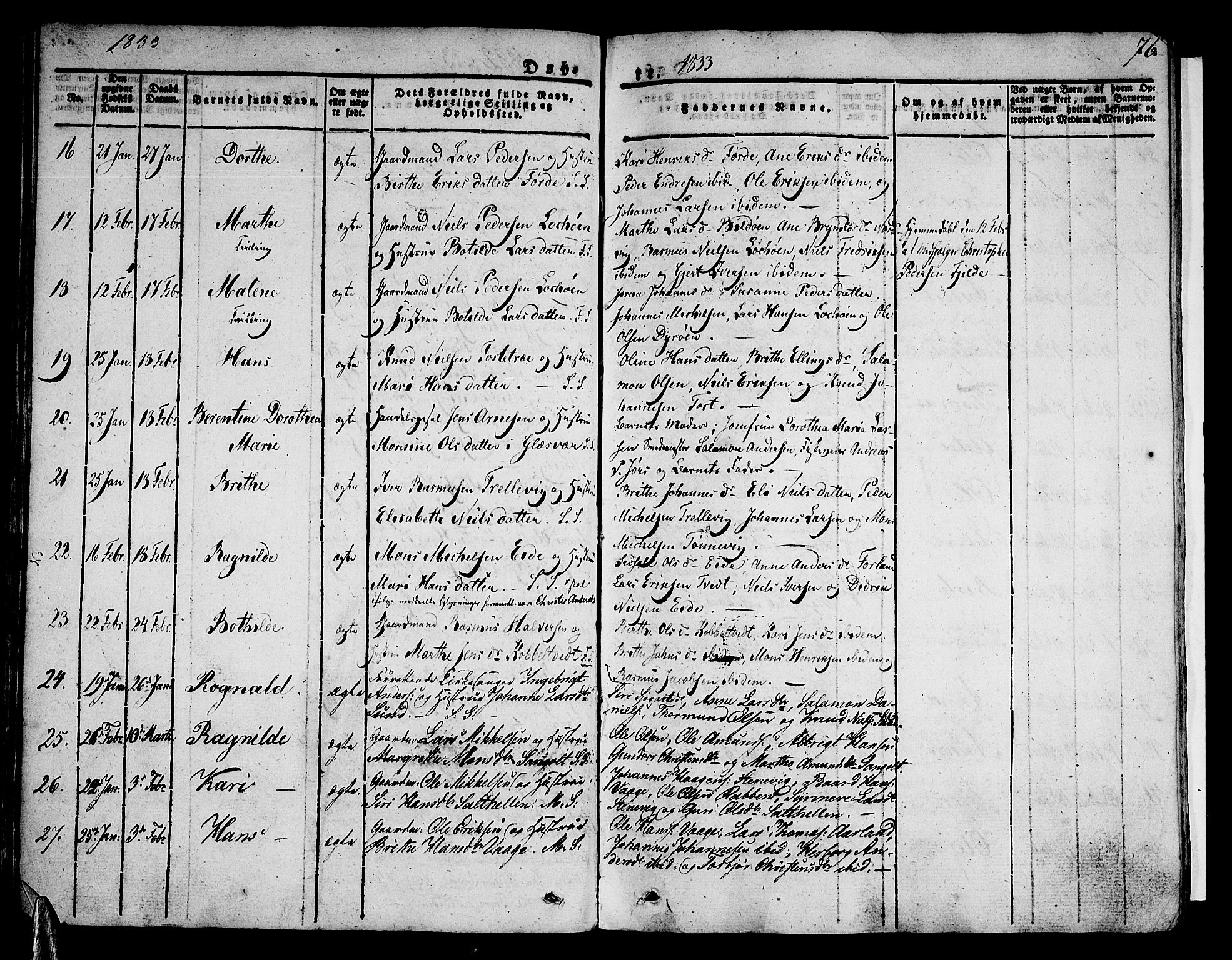 Sund sokneprestembete, AV/SAB-A-99930: Parish register (official) no. A 12, 1825-1835, p. 76