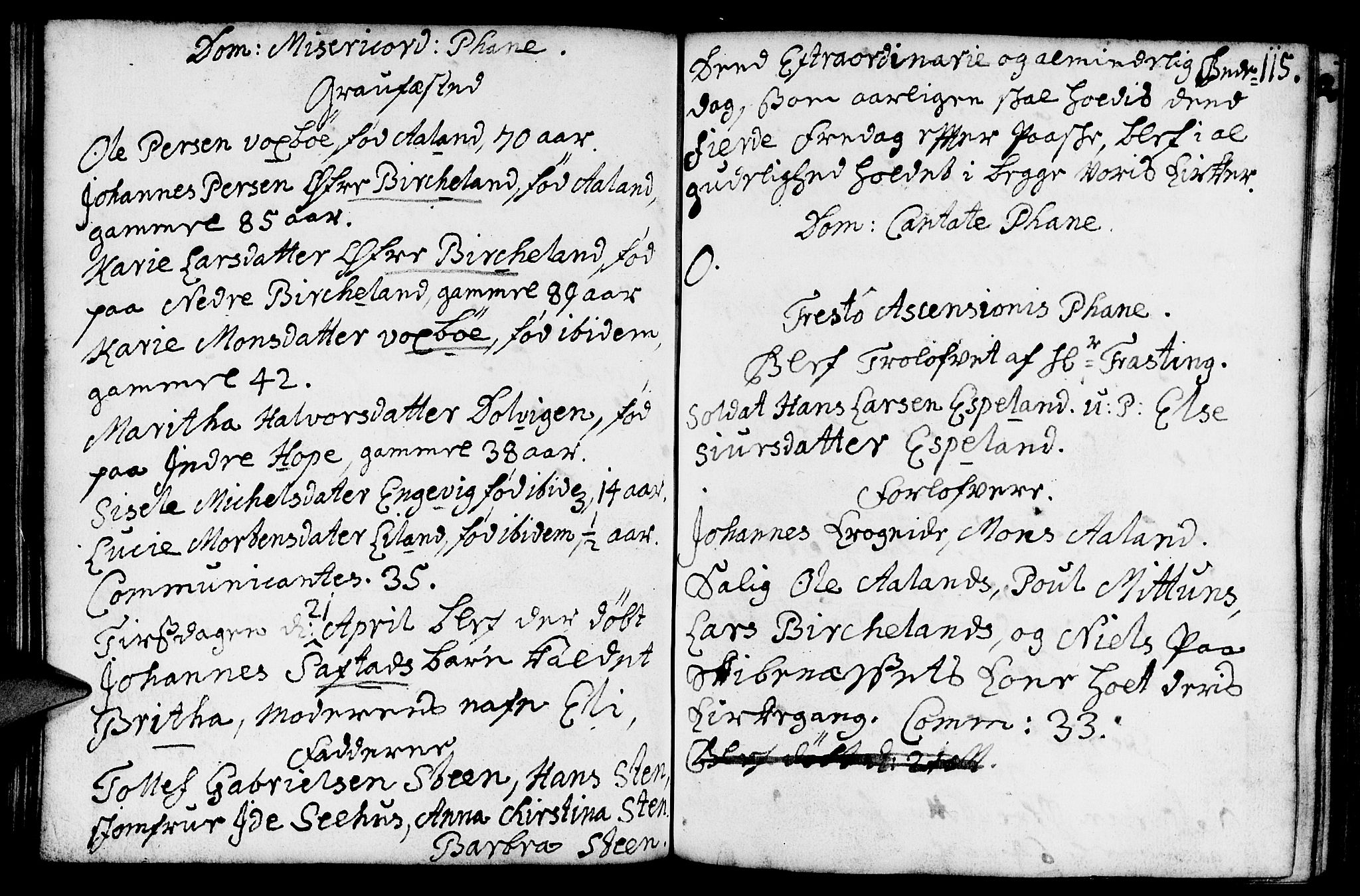 Fana Sokneprestembete, AV/SAB-A-75101/H/Haa/Haaa/L0002: Parish register (official) no. A 2, 1719-1735, p. 115