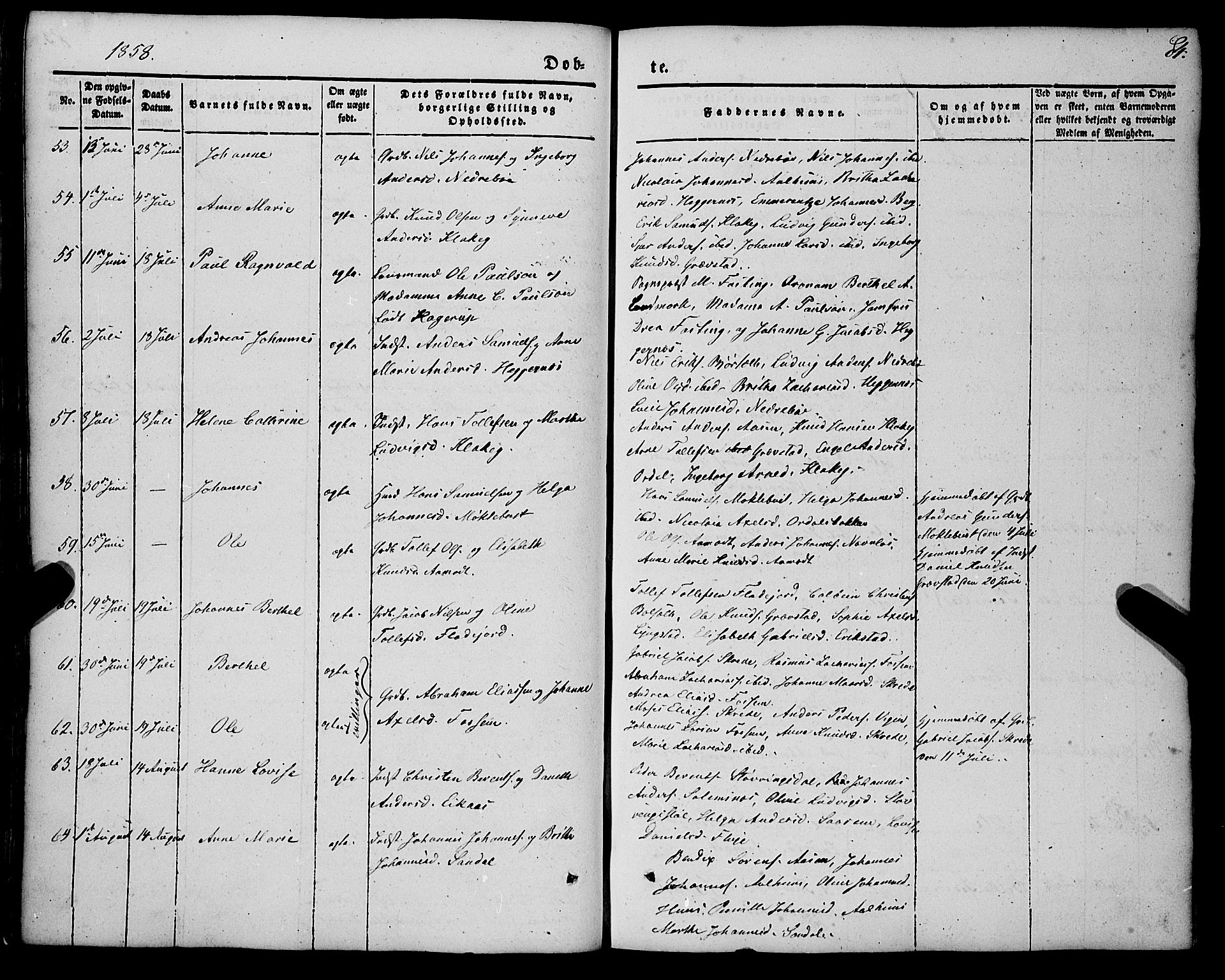 Jølster sokneprestembete, AV/SAB-A-80701/H/Haa/Haaa/L0010: Parish register (official) no. A 10, 1847-1865, p. 84