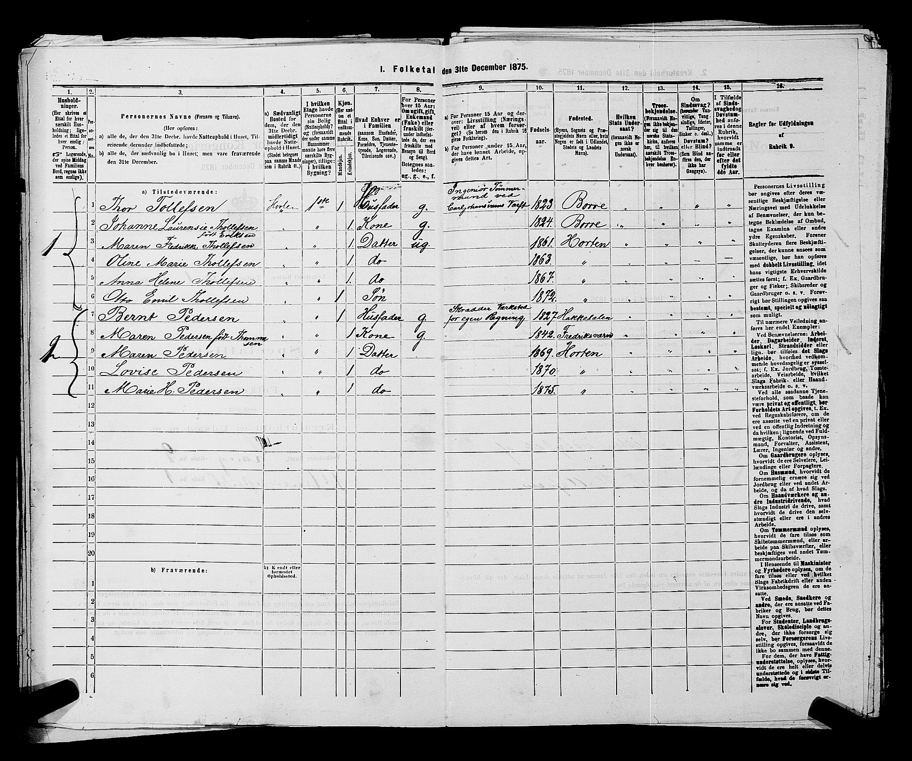 SAKO, 1875 census for 0703P Horten, 1875, p. 47