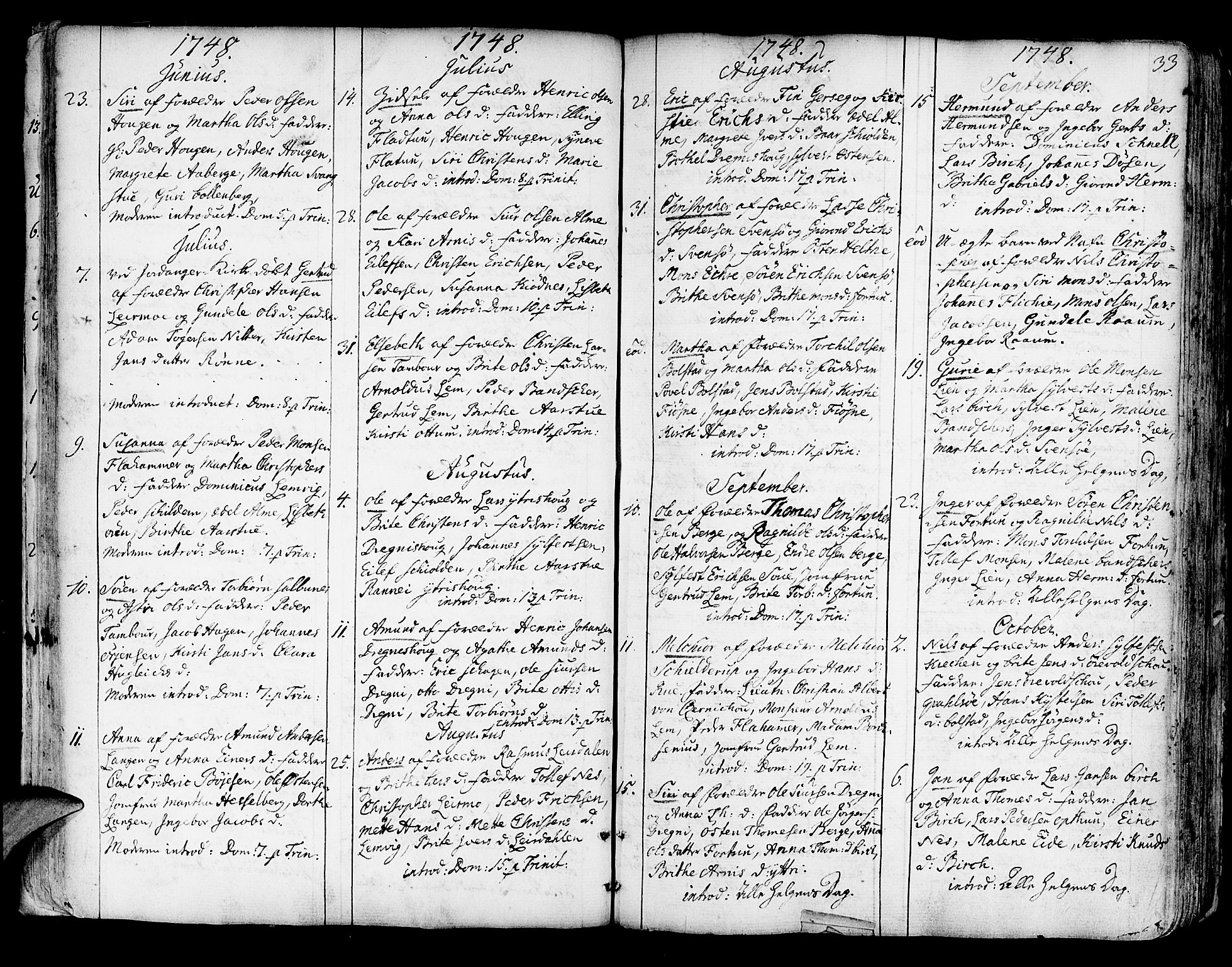 Luster sokneprestembete, SAB/A-81101/H/Haa/Haaa/L0001: Parish register (official) no. A 1, 1731-1803, p. 33