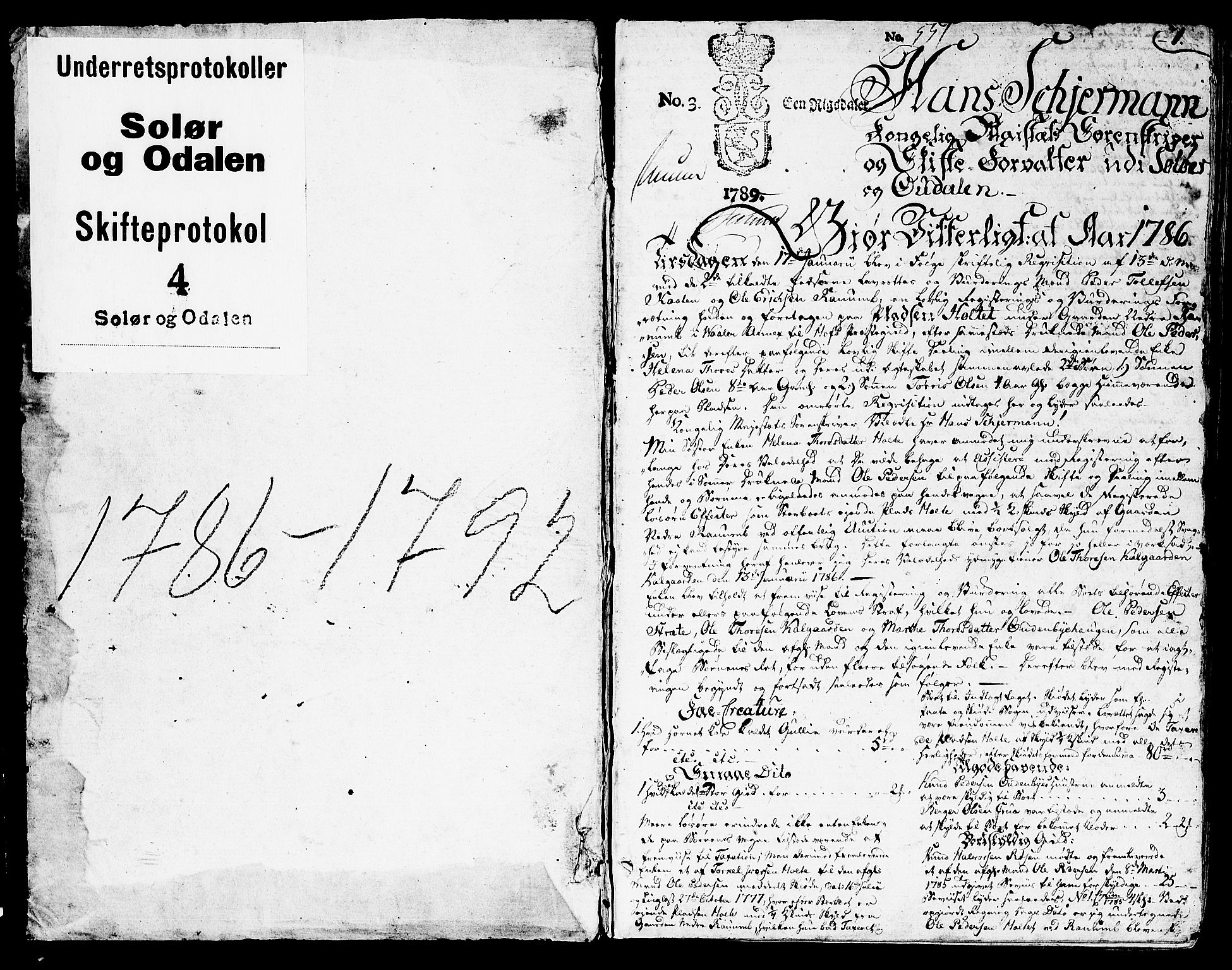 Solør og Odalen sorenskriveri, SAH/TING-026/J/Ja/L0005: Skifteprotokoll - Vinger, Grue, Hof, Odalen, 1787-1792, p. 0b-1a