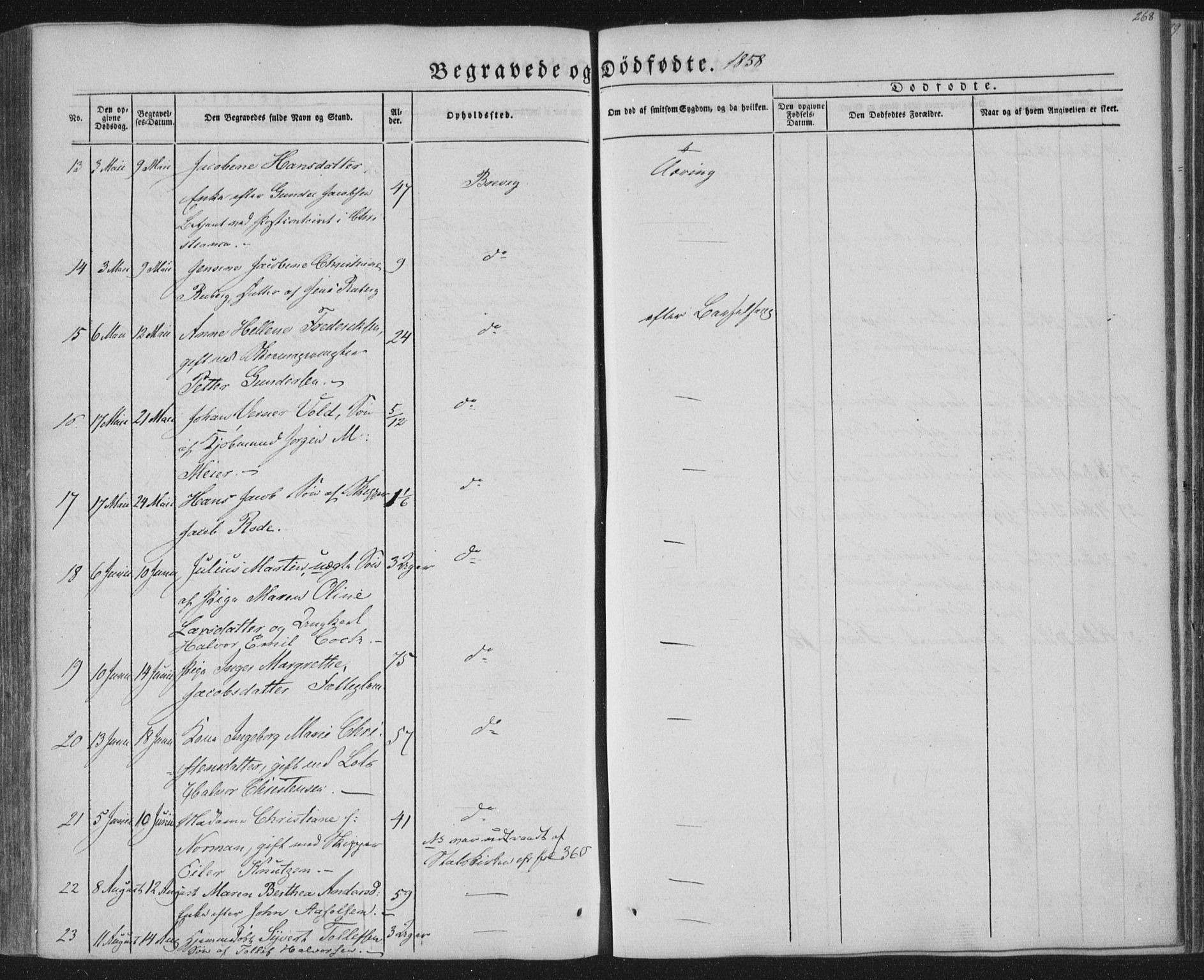 Brevik kirkebøker, SAKO/A-255/F/Fa/L0005: Parish register (official) no. 5, 1847-1865, p. 268