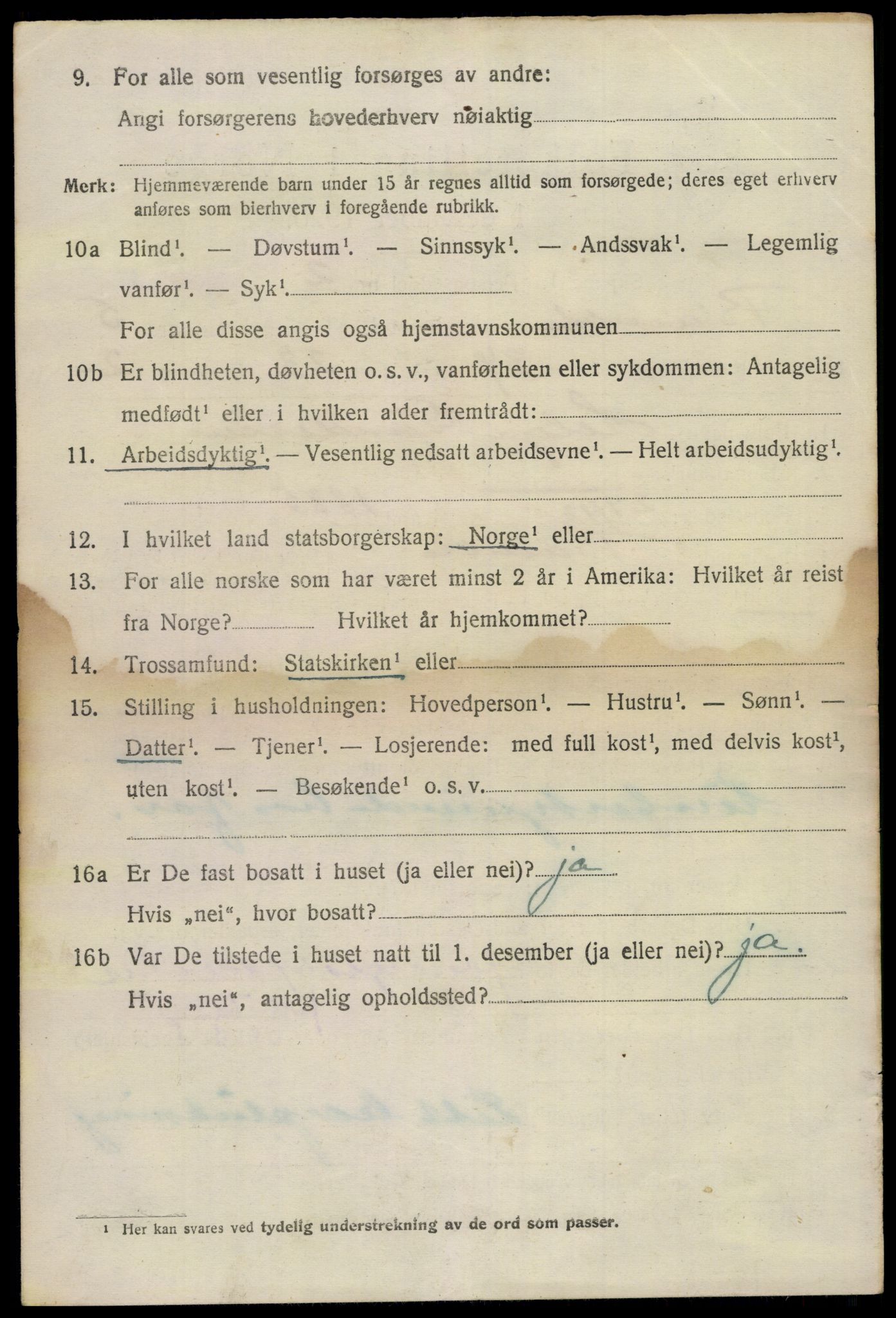 SAKO, 1920 census for Bamble, 1920, p. 5882