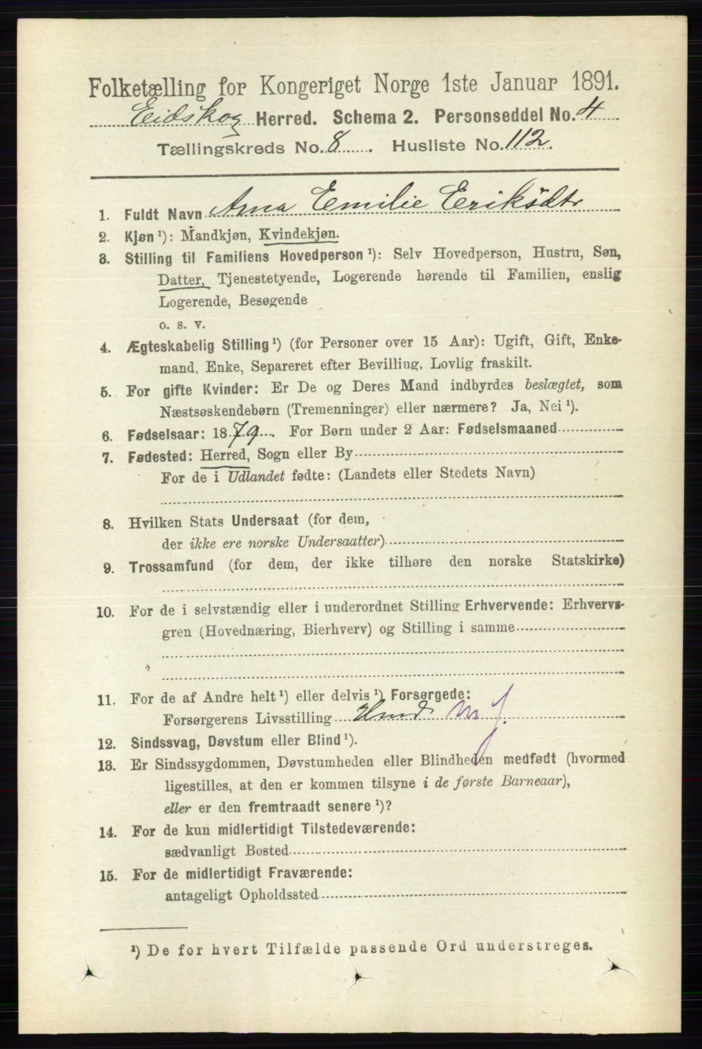 RA, 1891 census for 0420 Eidskog, 1891, p. 5188