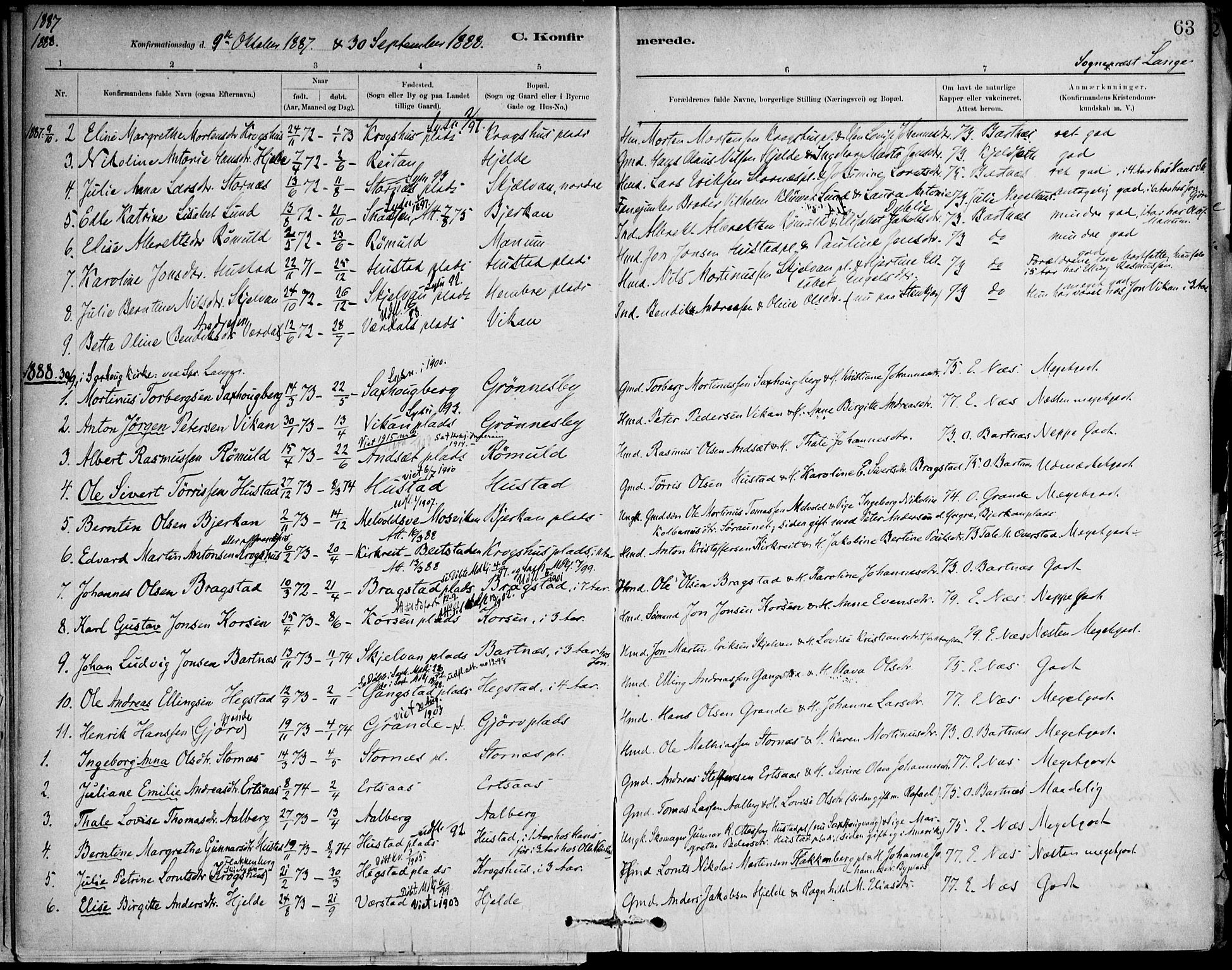 Ministerialprotokoller, klokkerbøker og fødselsregistre - Nord-Trøndelag, SAT/A-1458/732/L0316: Parish register (official) no. 732A01, 1879-1921, p. 63