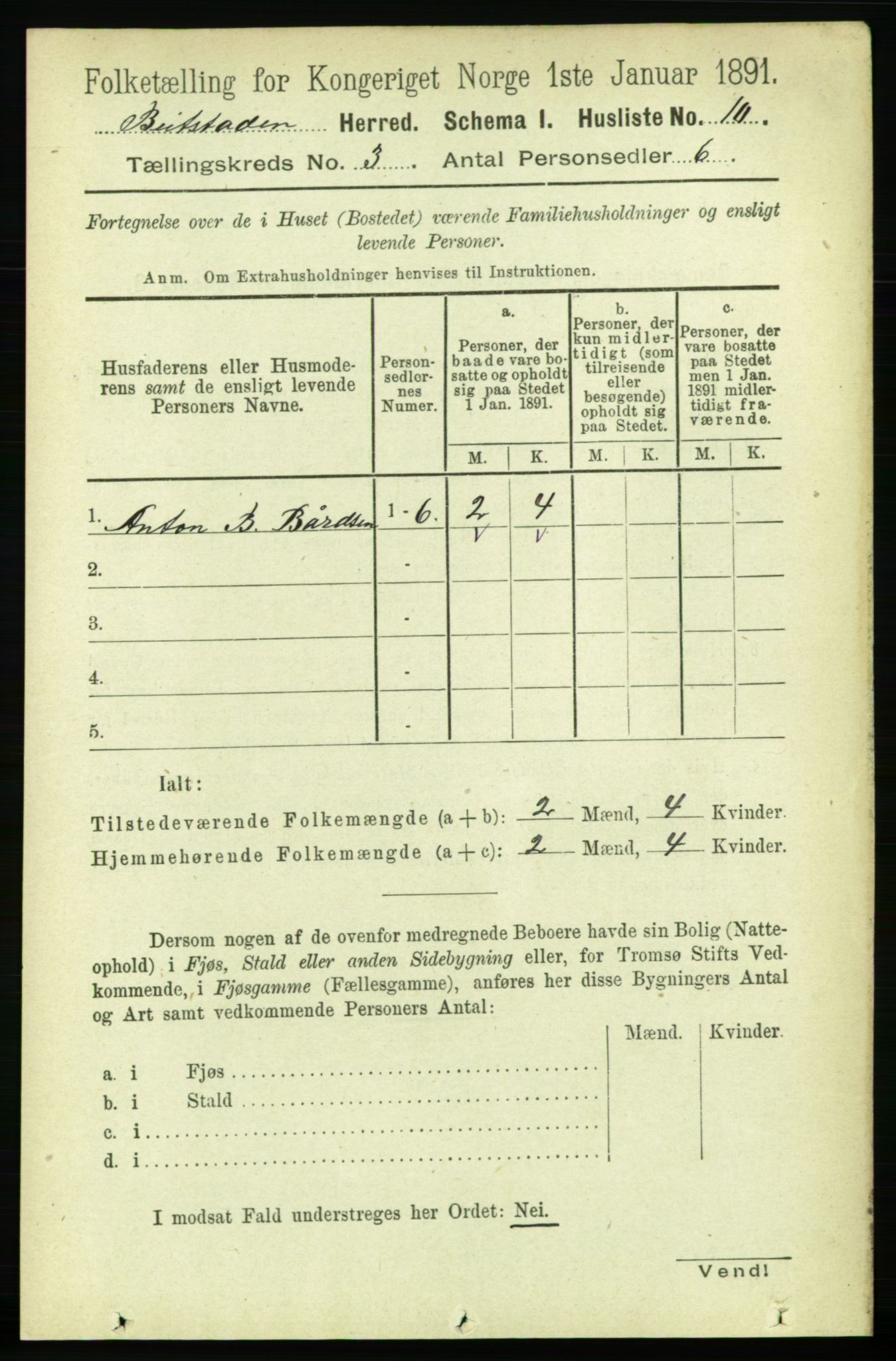 RA, 1891 census for 1727 Beitstad, 1891, p. 688