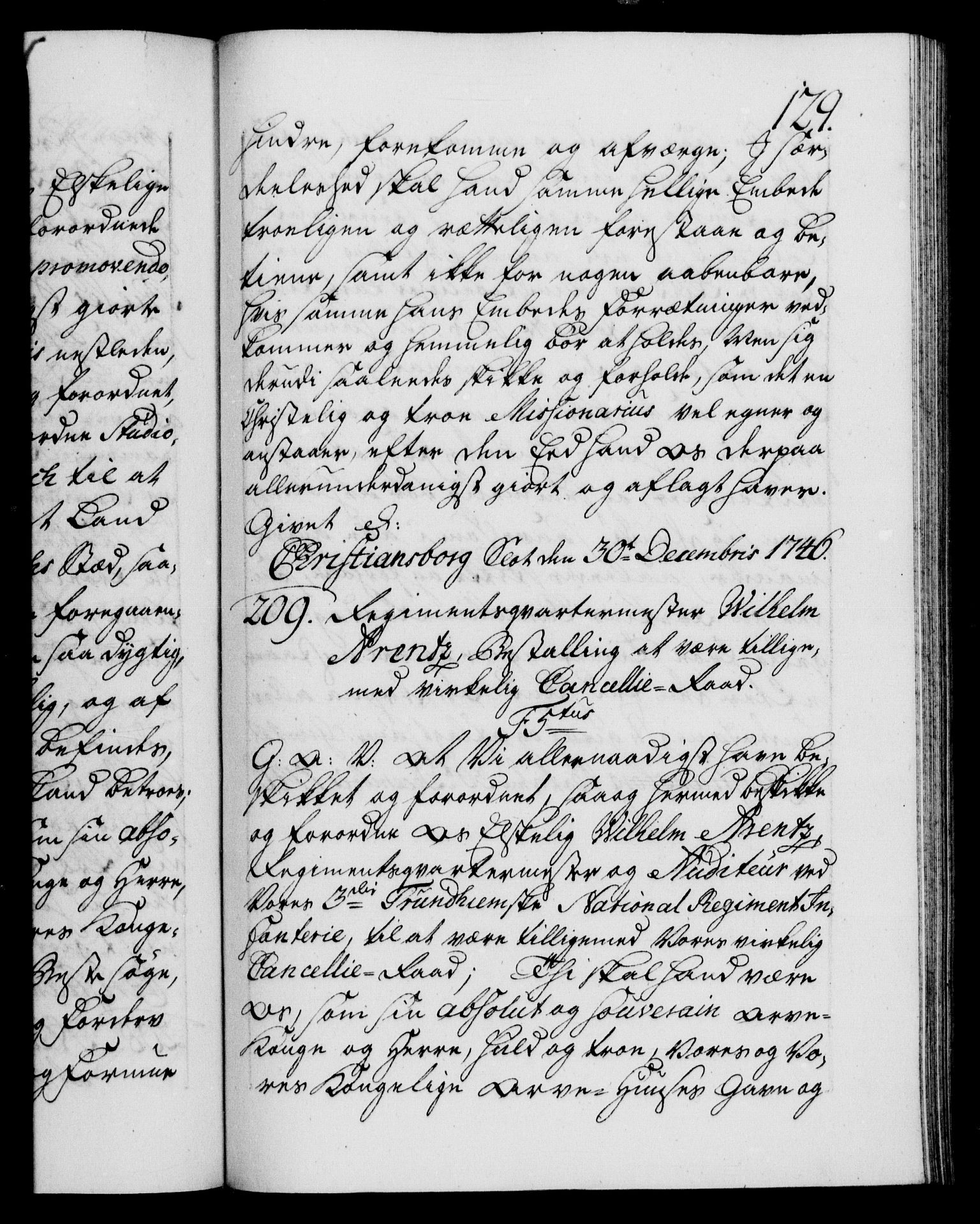 Danske Kanselli 1572-1799, AV/RA-EA-3023/F/Fc/Fca/Fcaa/L0035: Norske registre, 1746-1748, p. 129a