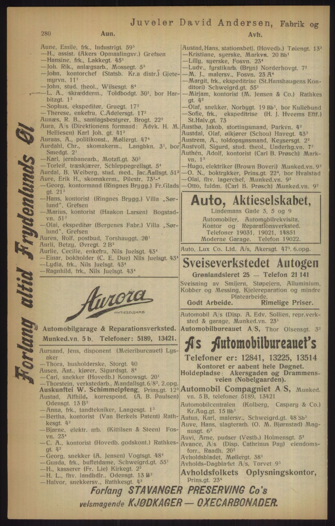 Kristiania/Oslo adressebok, PUBL/-, 1915, p. 280
