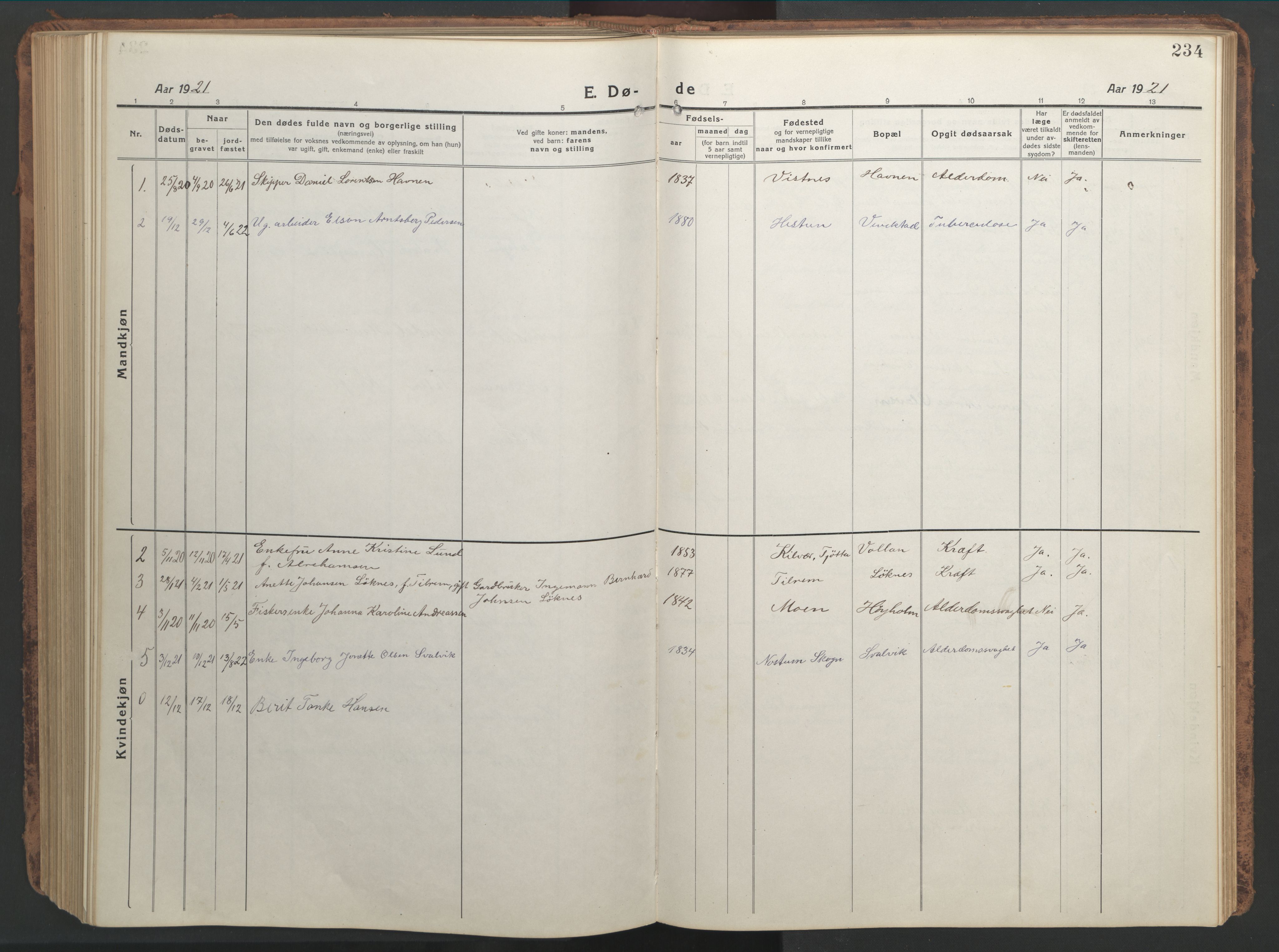 Ministerialprotokoller, klokkerbøker og fødselsregistre - Nordland, AV/SAT-A-1459/819/L0278: Parish register (copy) no. 819C04, 1917-1967, p. 234