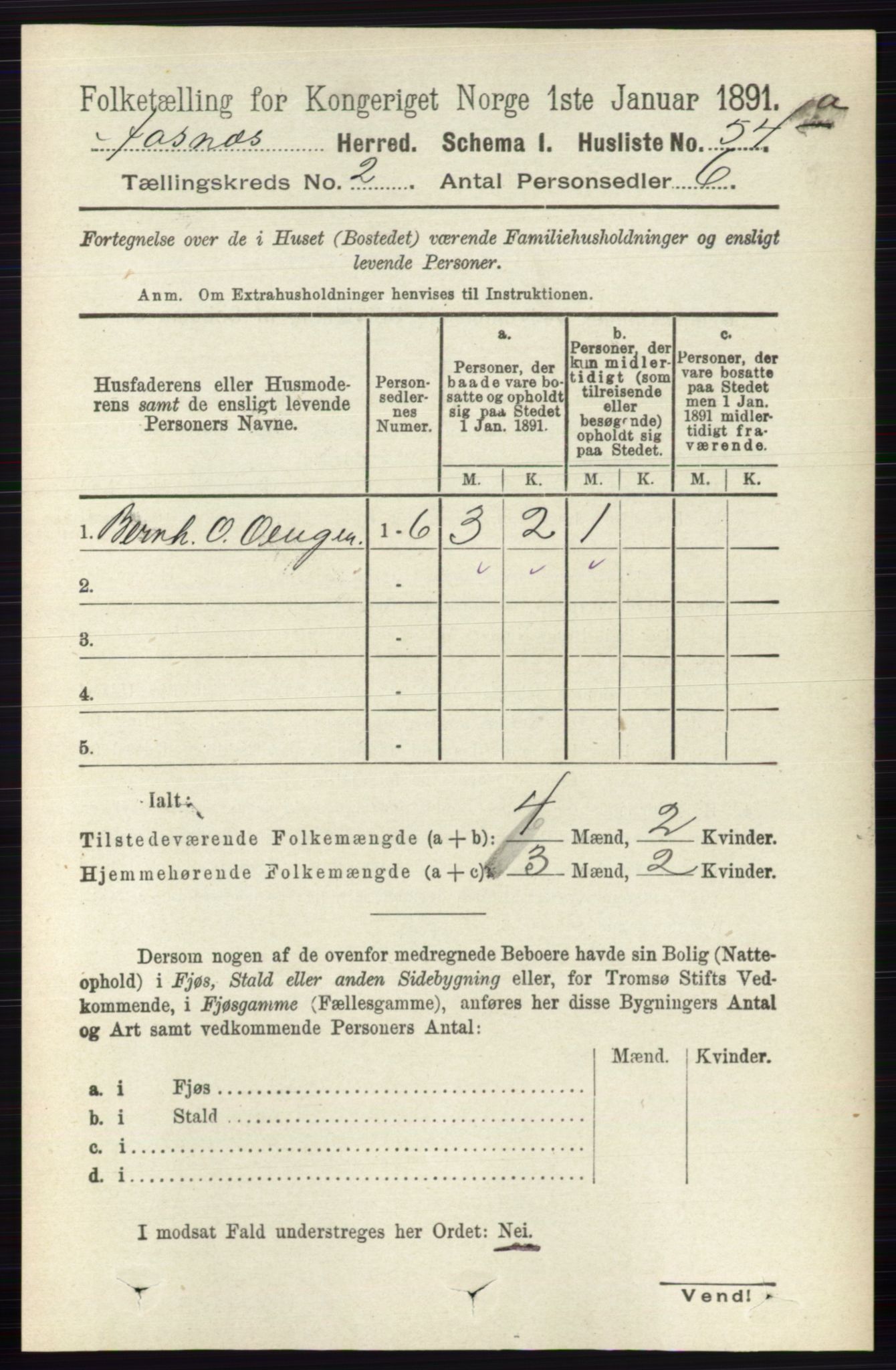 RA, 1891 census for 0425 Åsnes, 1891, p. 631