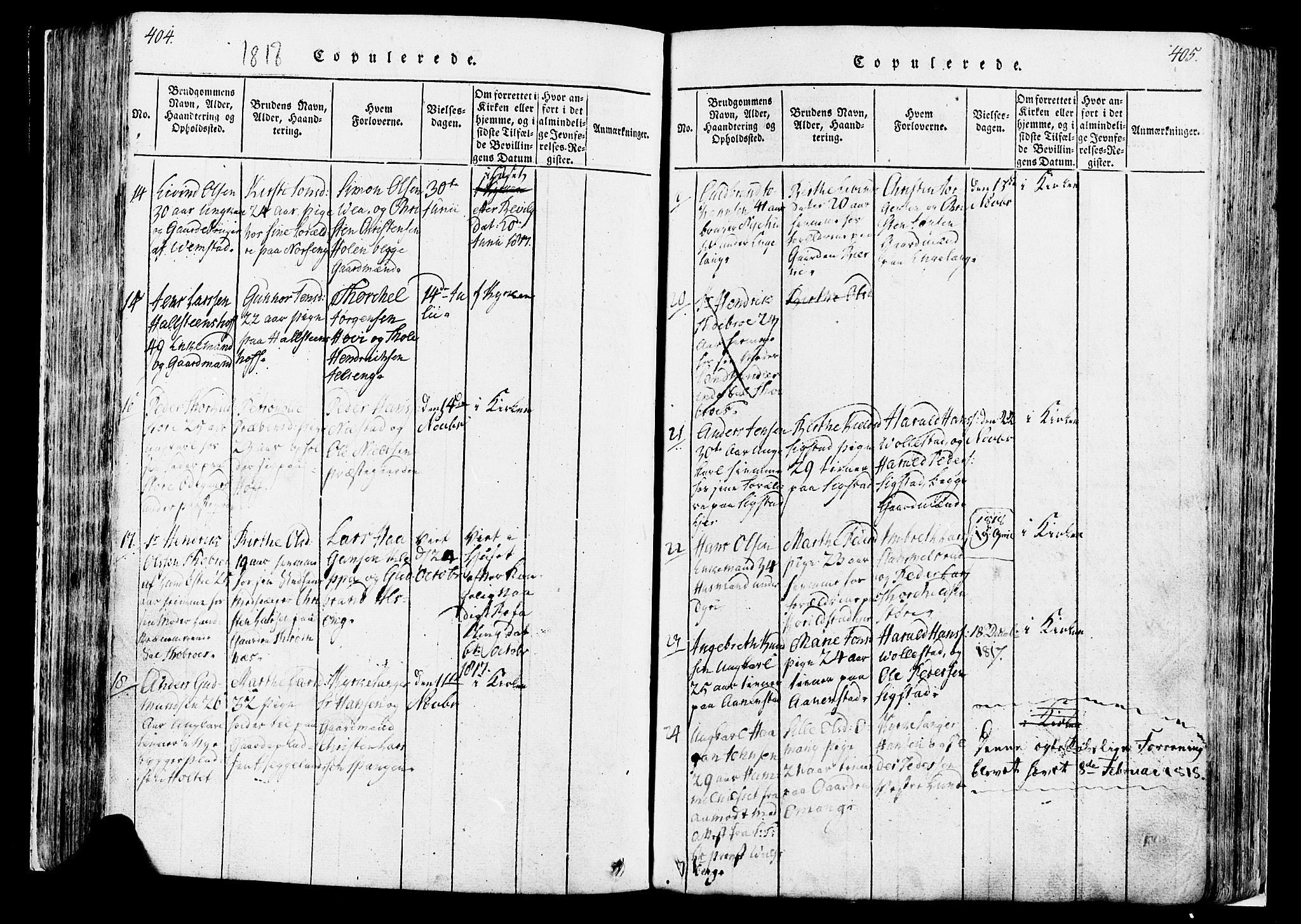 Løten prestekontor, SAH/PREST-022/K/Ka/L0005: Parish register (official) no. 5, 1814-1832, p. 404-405