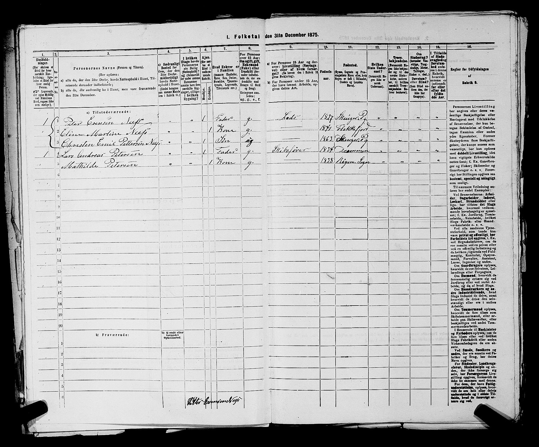 SAKO, 1875 census for 0602 Drammen, 1875, p. 3703