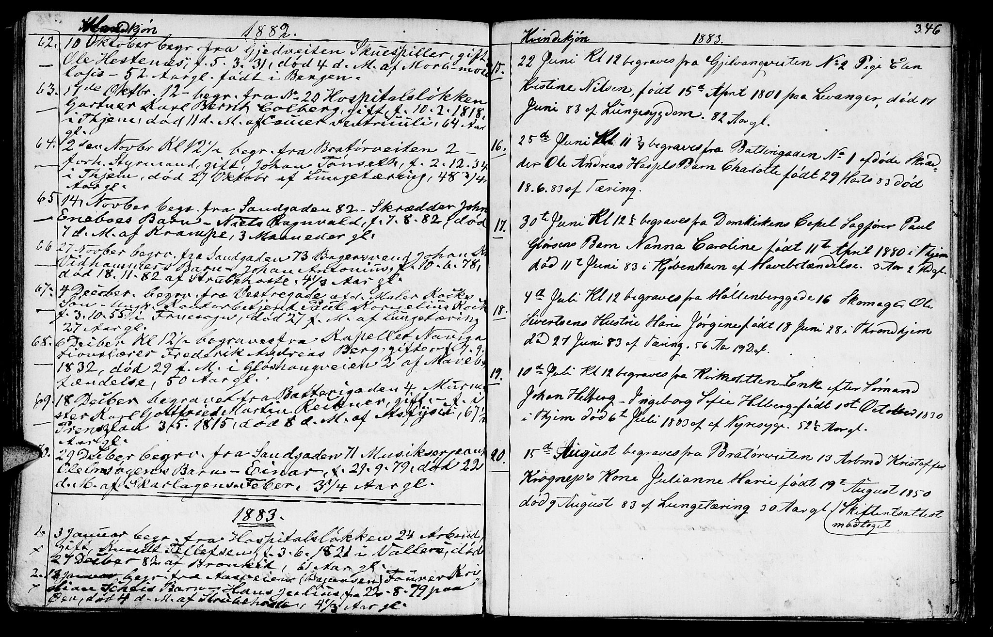 Ministerialprotokoller, klokkerbøker og fødselsregistre - Sør-Trøndelag, SAT/A-1456/602/L0142: Parish register (copy) no. 602C10, 1872-1894, p. 346