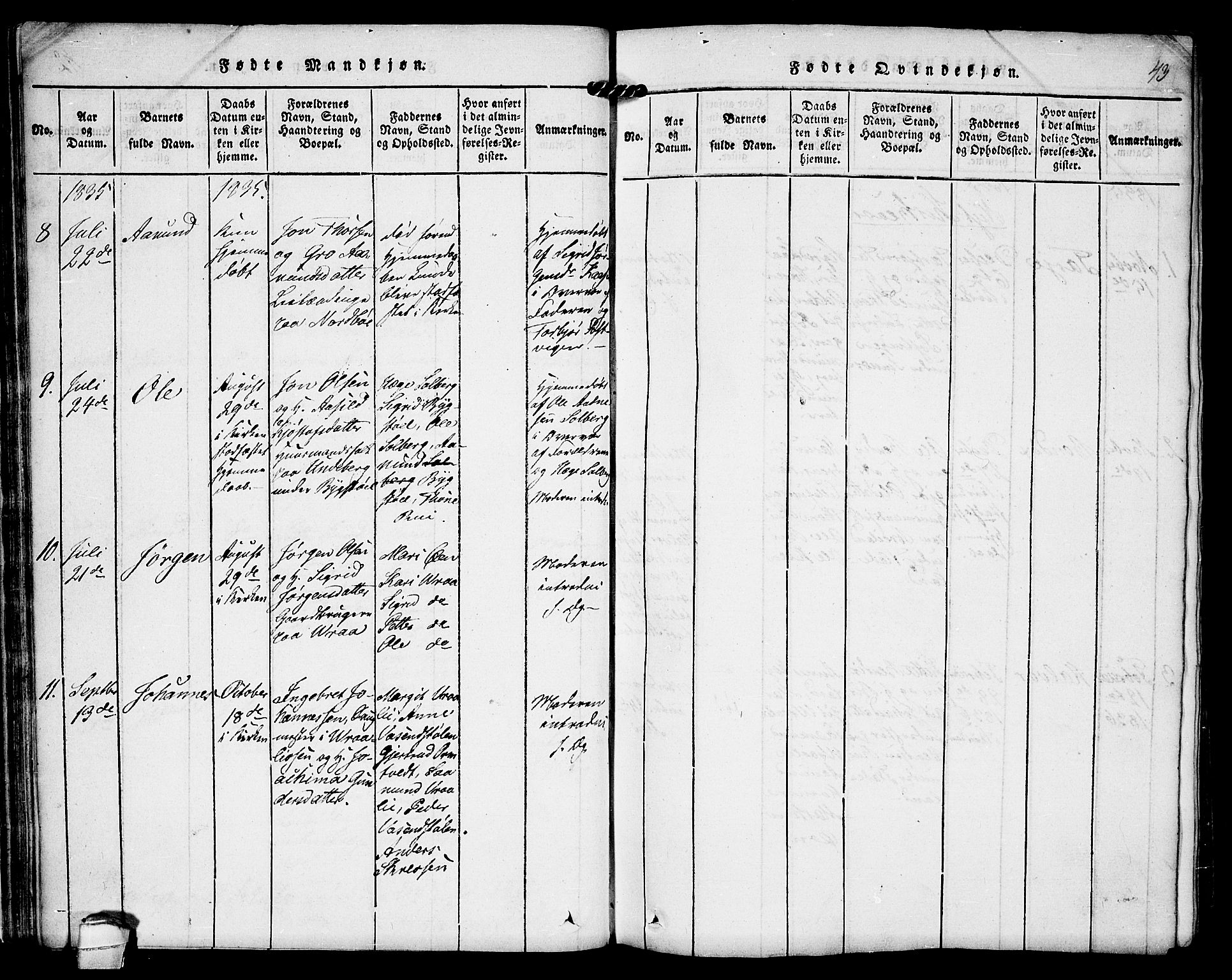 Kviteseid kirkebøker, AV/SAKO-A-276/F/Fc/L0001: Parish register (official) no. III 1, 1815-1836, p. 43