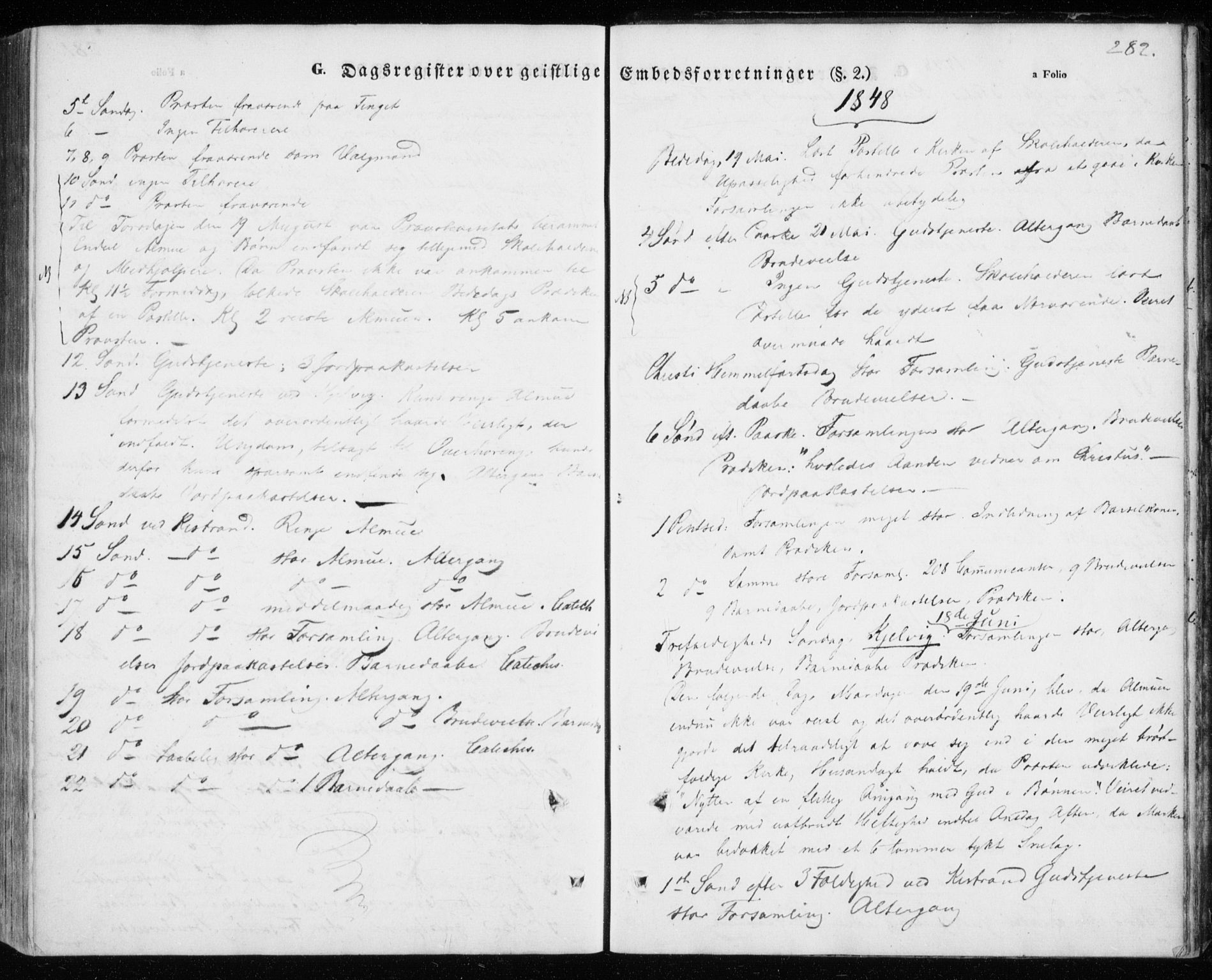 Kistrand/Porsanger sokneprestembete, SATØ/S-1351/H/Ha/L0004.kirke: Parish register (official) no. 4, 1843-1860, p. 282