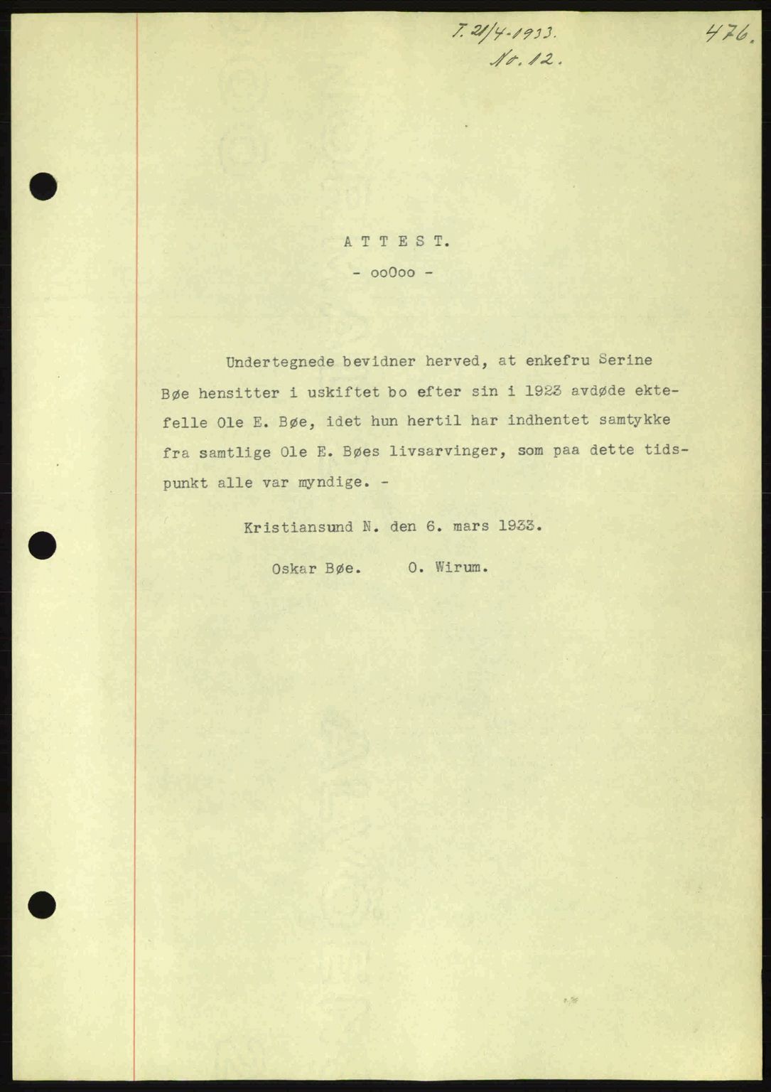 Kristiansund byfogd, AV/SAT-A-4587/A/27: Mortgage book no. 26, 1931-1933, Deed date: 21.04.1933