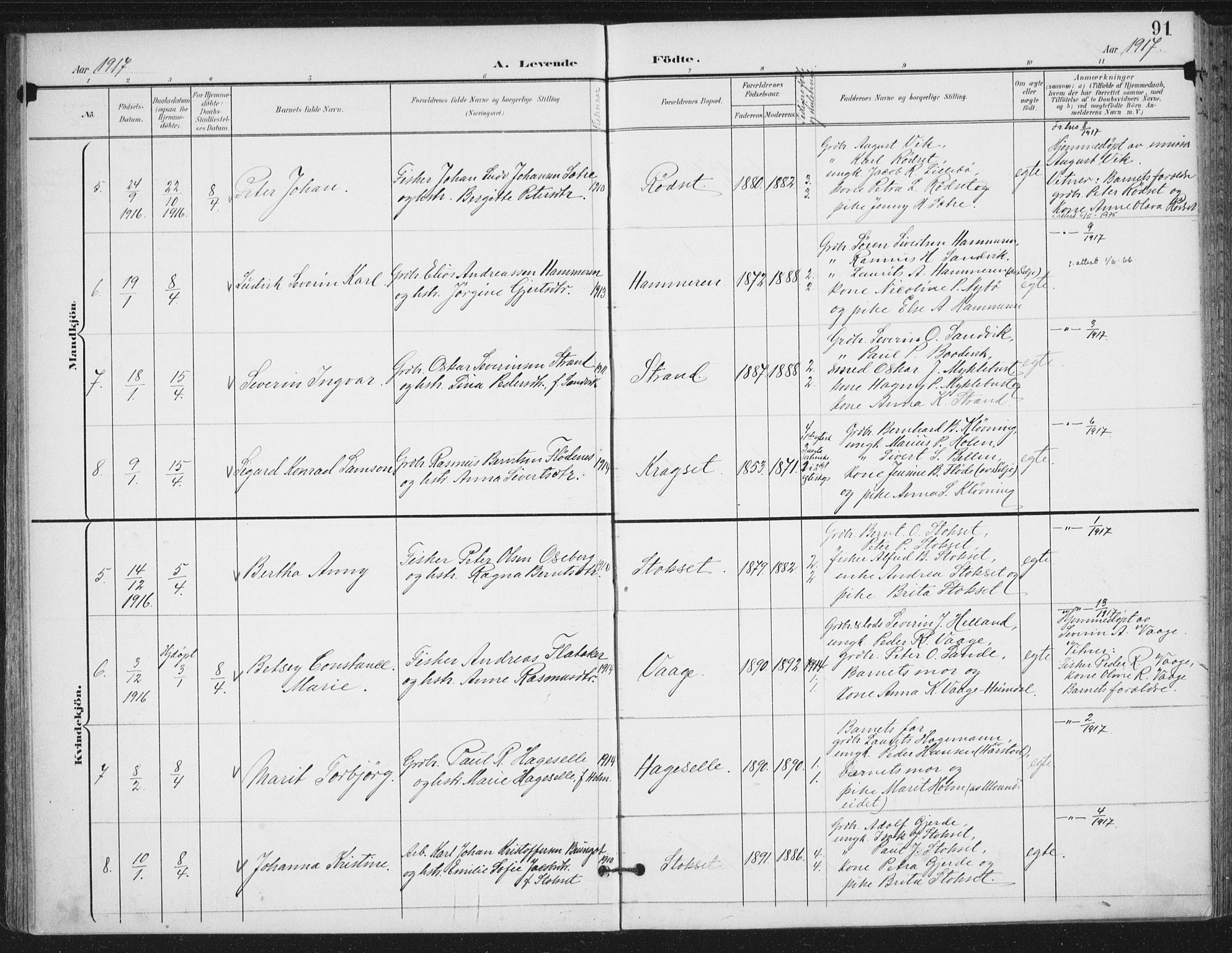 Ministerialprotokoller, klokkerbøker og fødselsregistre - Møre og Romsdal, SAT/A-1454/503/L0038: Parish register (official) no. 503A06, 1901-1917, p. 91