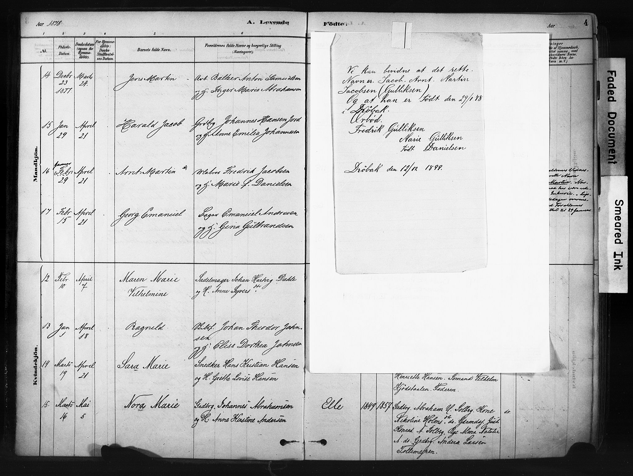 Drøbak prestekontor Kirkebøker, SAO/A-10142a/F/Fb/L0001: Parish register (official) no. II 1, 1878-1891, p. 4