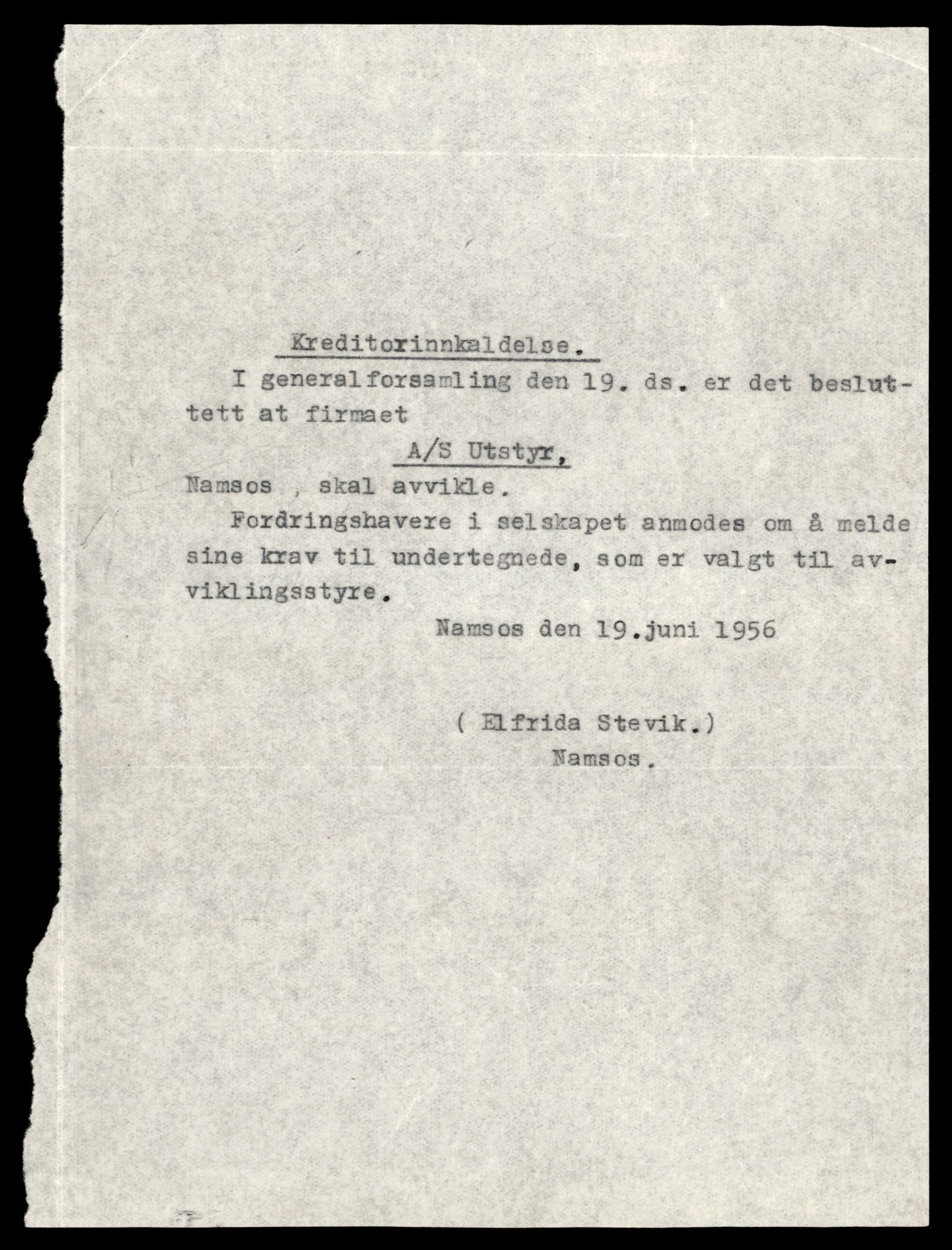 Namdal sorenskriveri, AV/SAT-A-4133/2/J/Jd/Jdb/L0003: Bilag. Aksjeselskap og andelslag, 1930-1990, p. 13