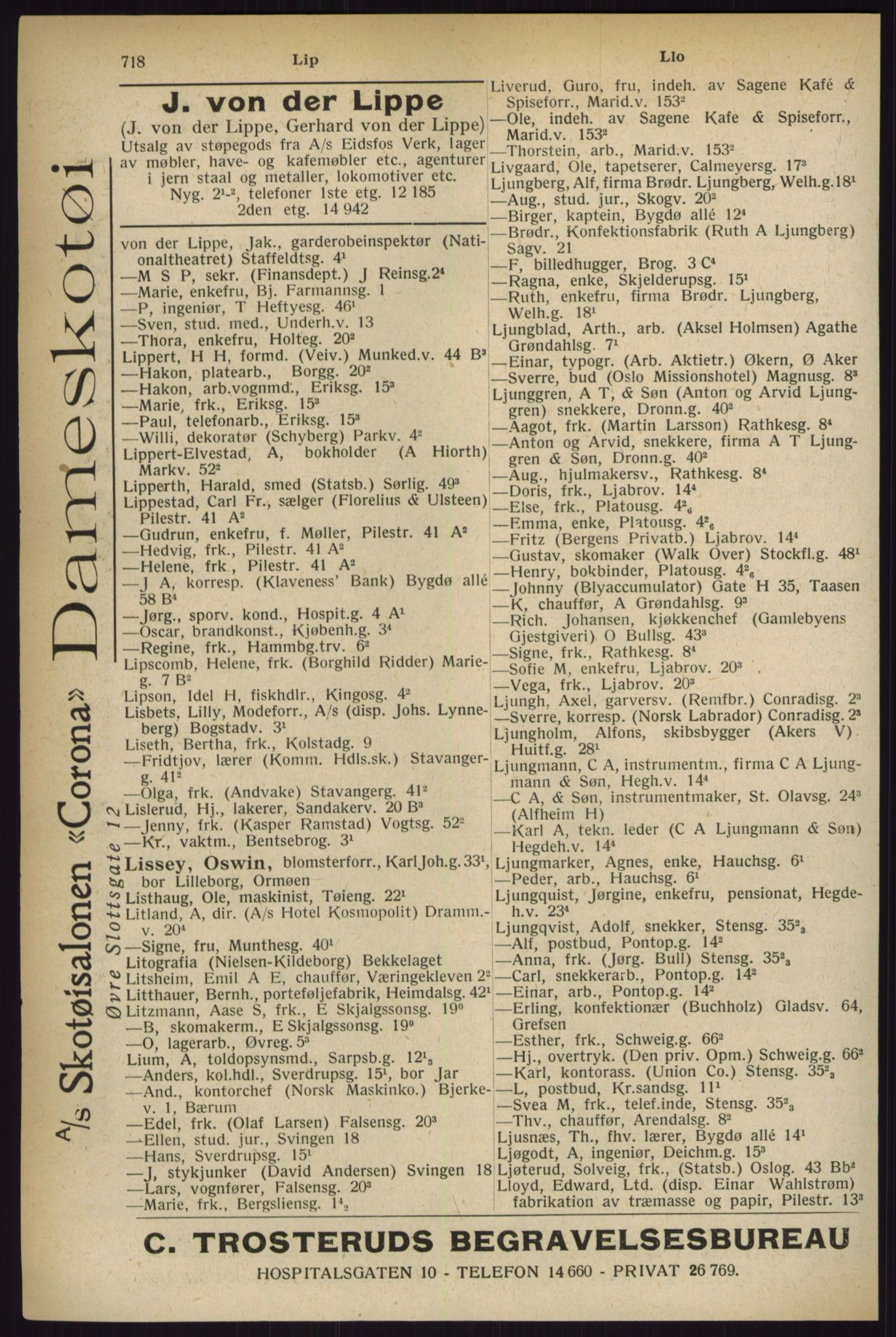 Kristiania/Oslo adressebok, PUBL/-, 1927, p. 718