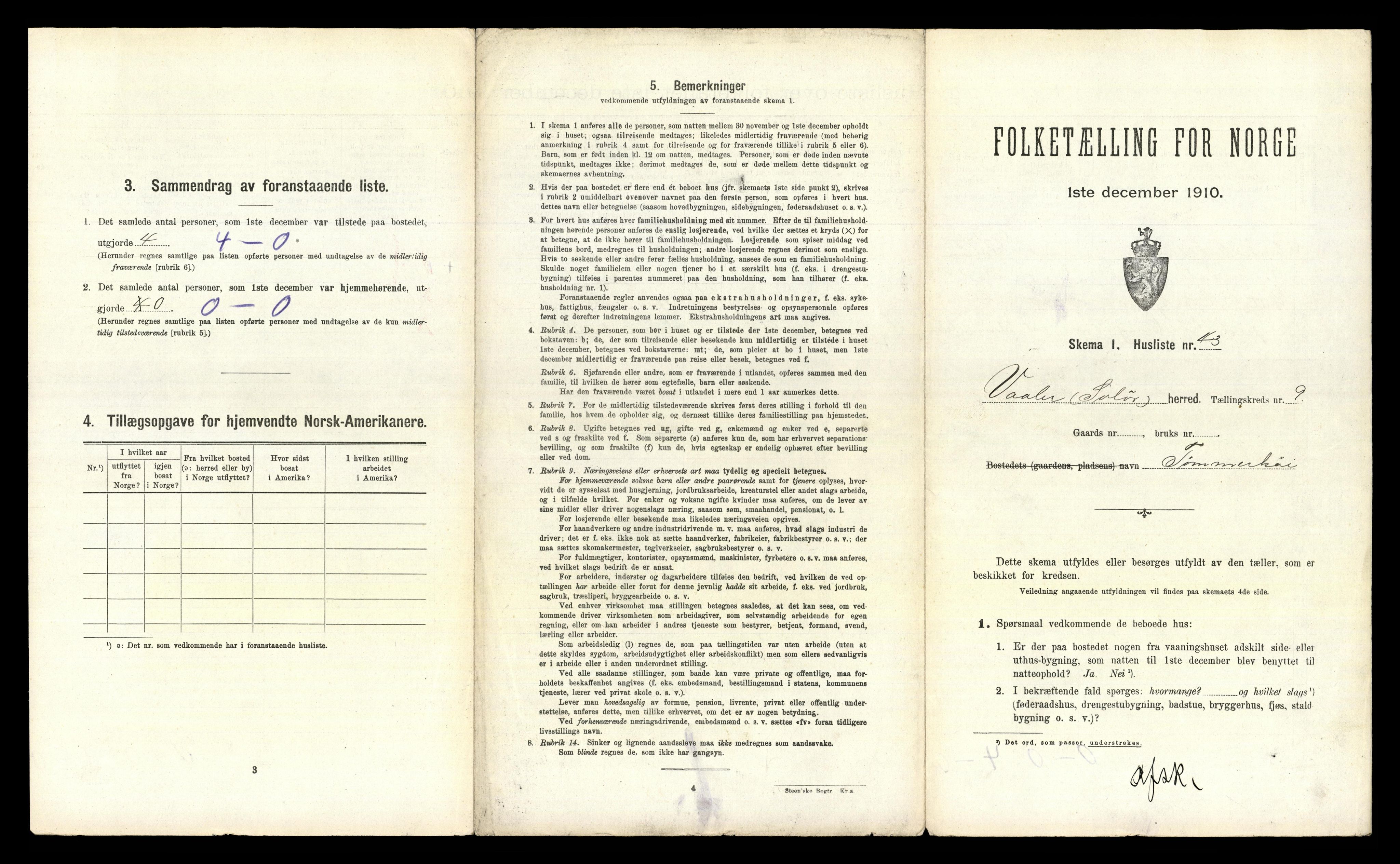 RA, 1910 census for Våler, 1910, p. 1351