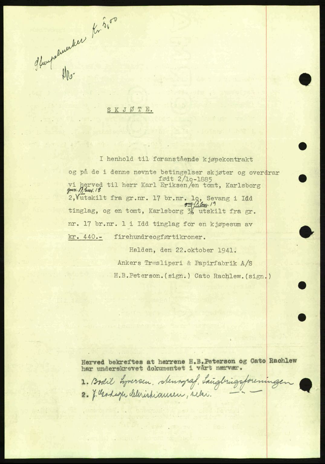 Idd og Marker sorenskriveri, AV/SAO-A-10283/G/Gb/Gbb/L0005: Mortgage book no. A5, 1941-1943, Diary no: : 1376/1941