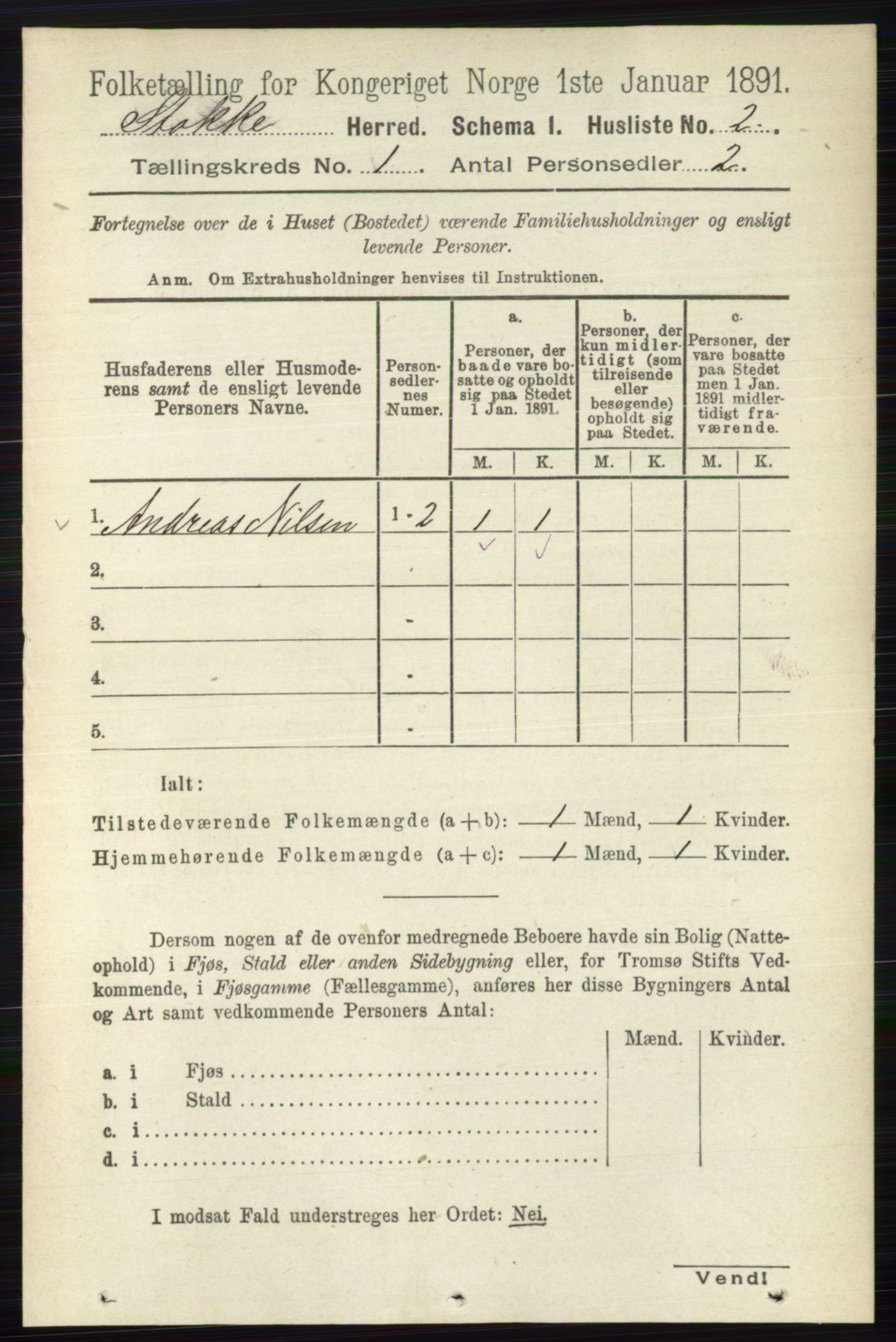 RA, 1891 census for 0720 Stokke, 1891, p. 40