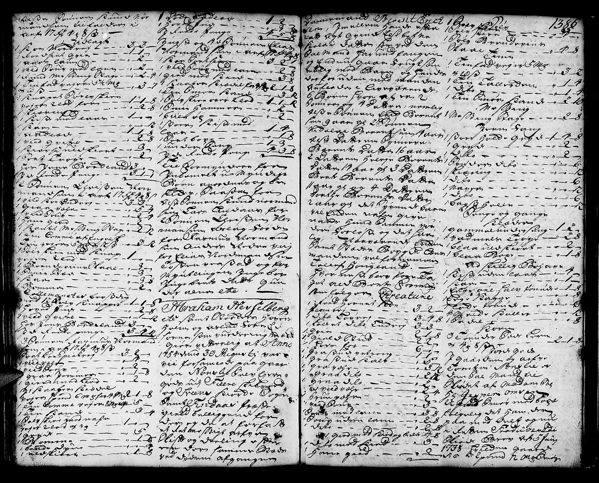 Sunnhordland sorenskrivar, SAB/A-2401/1/H/Ha/Haa/L0006: Skifteprotokollar. Register på lesesal. Fol. 1061- ut, 1753-1755, p. 1385b-1386a