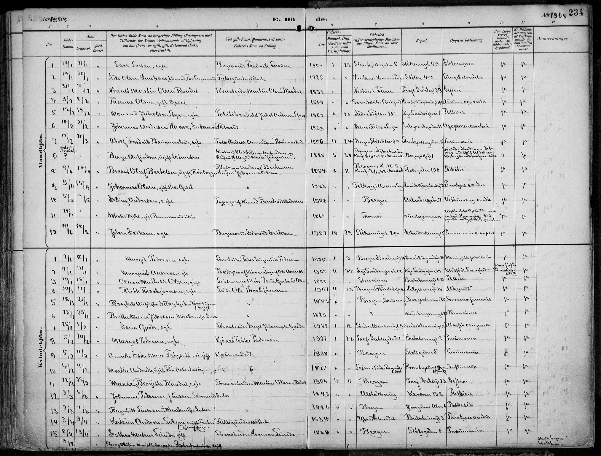 Mariakirken Sokneprestembete, SAB/A-76901/H/Hab/L0005: Parish register (copy) no. A 5, 1893-1913, p. 234