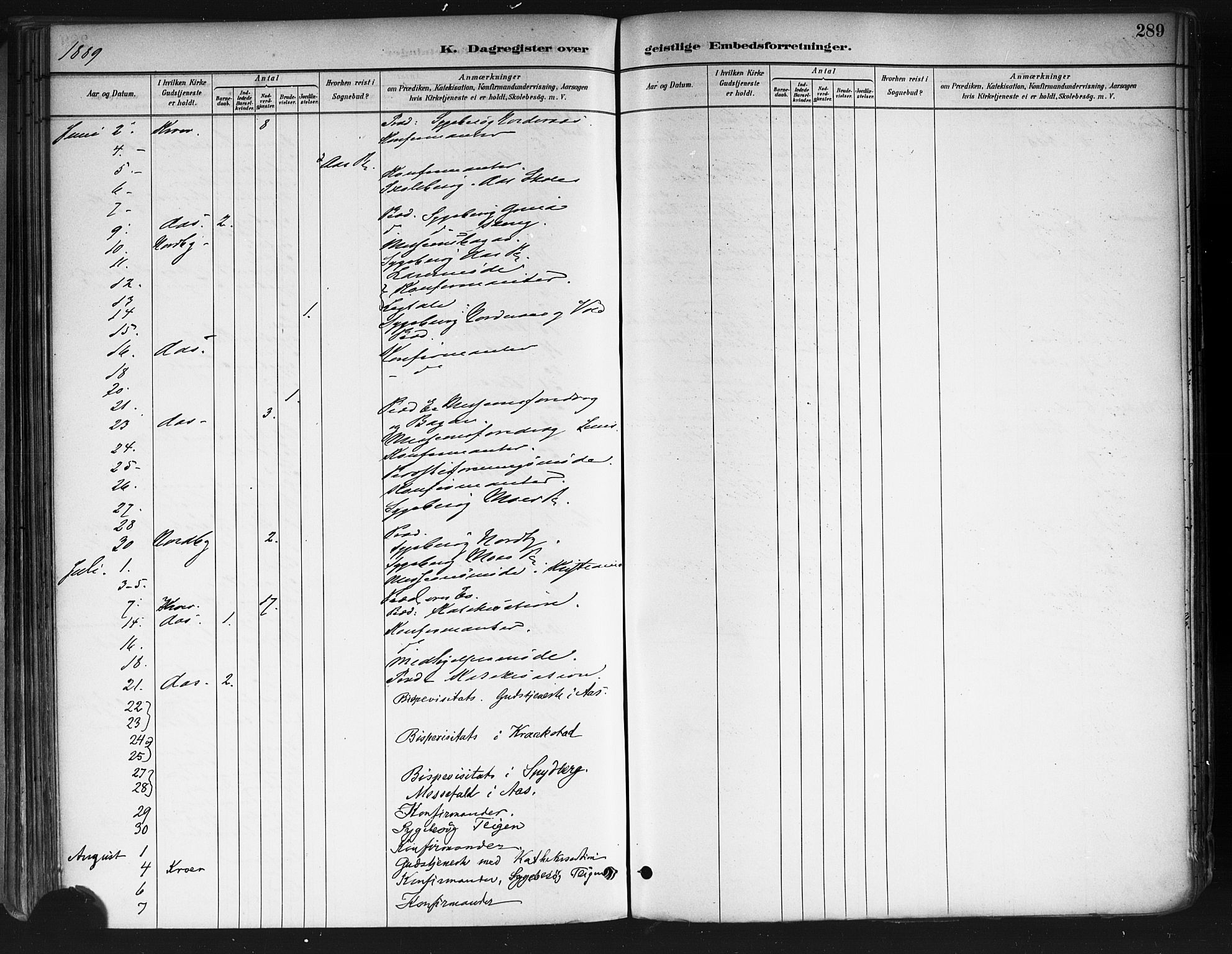 Ås prestekontor Kirkebøker, AV/SAO-A-10894/F/Fa/L0009: Parish register (official) no. I 9, 1881-1900, p. 289