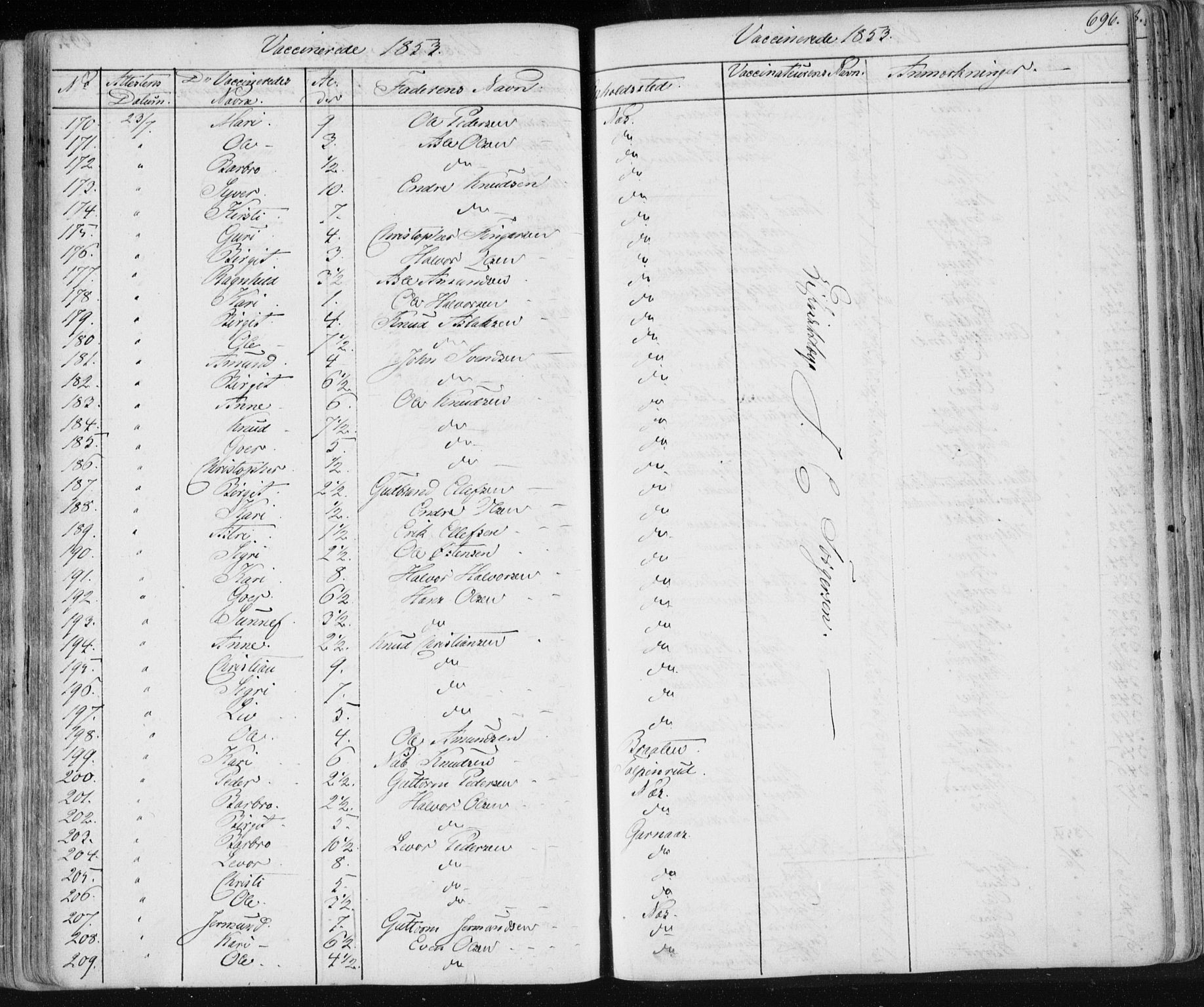 Nes kirkebøker, AV/SAKO-A-236/F/Fa/L0009: Parish register (official) no. 9, 1834-1863, p. 696