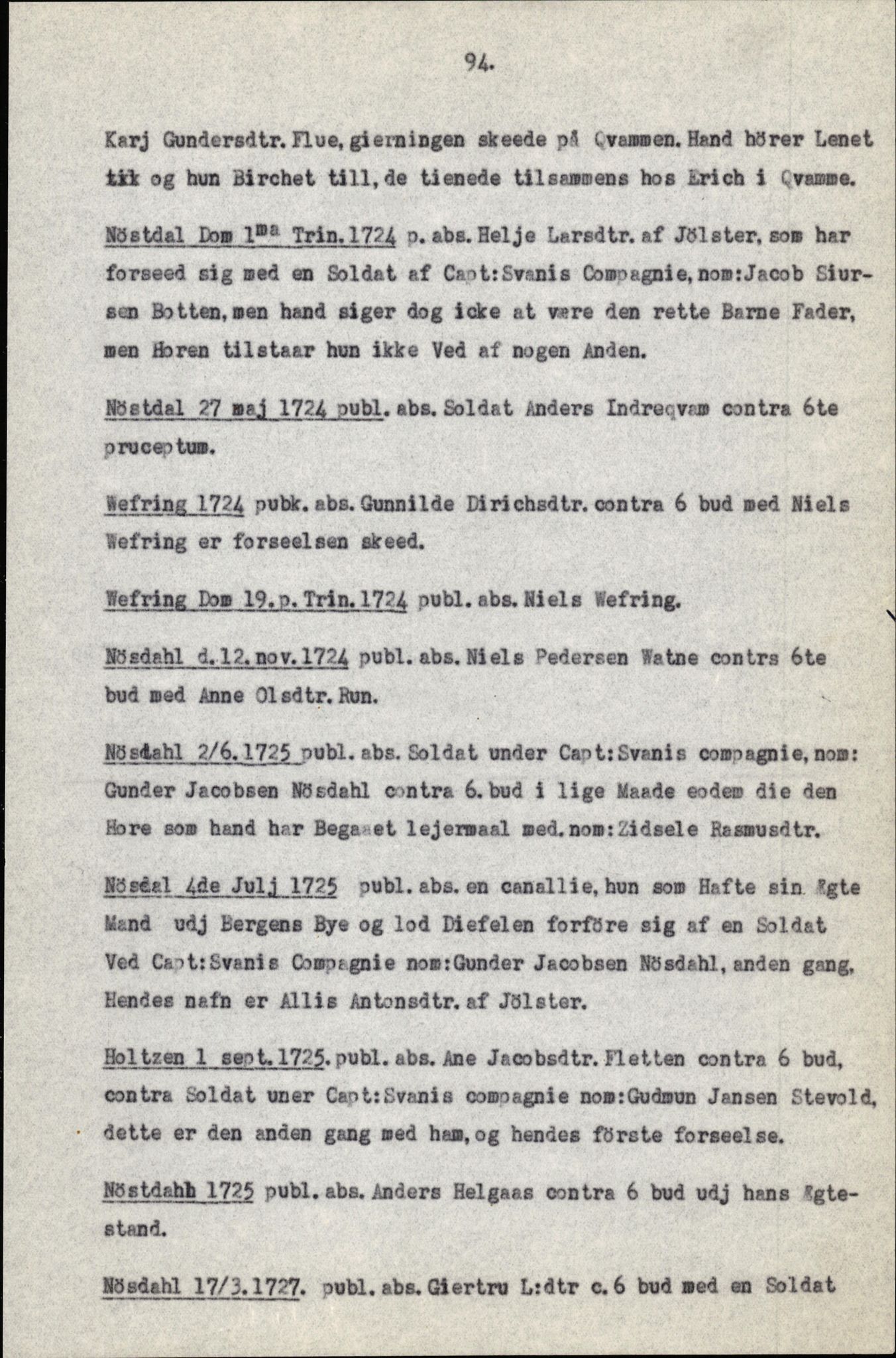 Samling av fulltekstavskrifter, SAB/FULLTEKST/B/14/0006: Førde sokneprestembete, ministerialbok nr. A 1, 1720-1727, p. 96