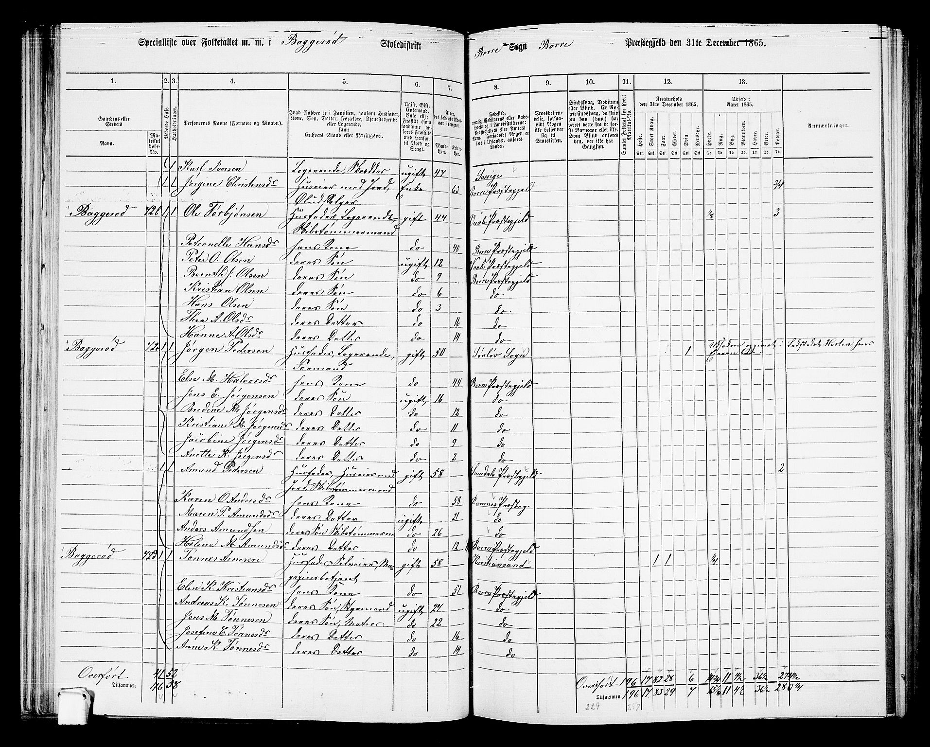 RA, 1865 census for Borre, 1865, p. 94