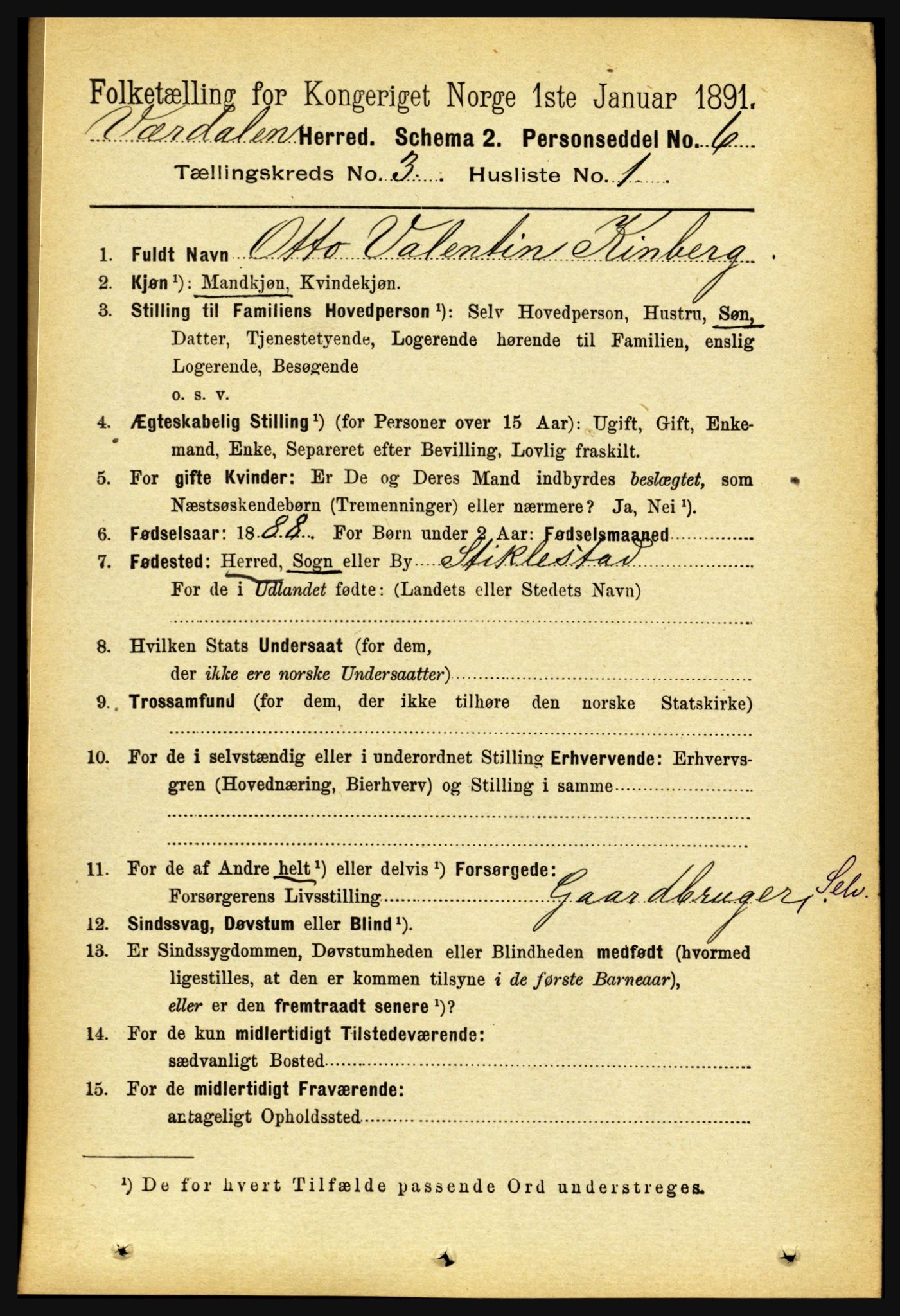RA, 1891 census for 1721 Verdal, 1891, p. 1780