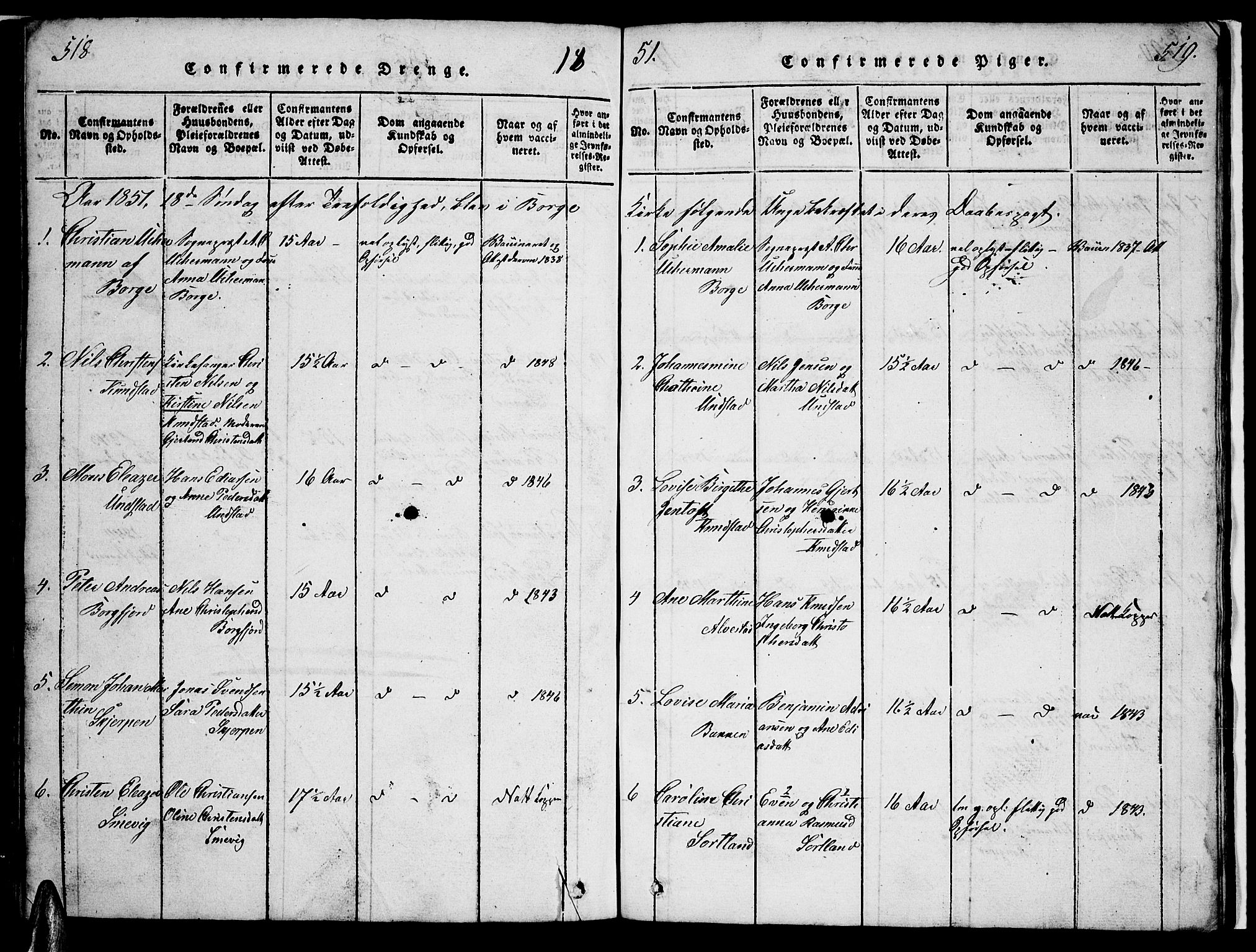 Ministerialprotokoller, klokkerbøker og fødselsregistre - Nordland, AV/SAT-A-1459/880/L1139: Parish register (copy) no. 880C01, 1836-1857, p. 518-519