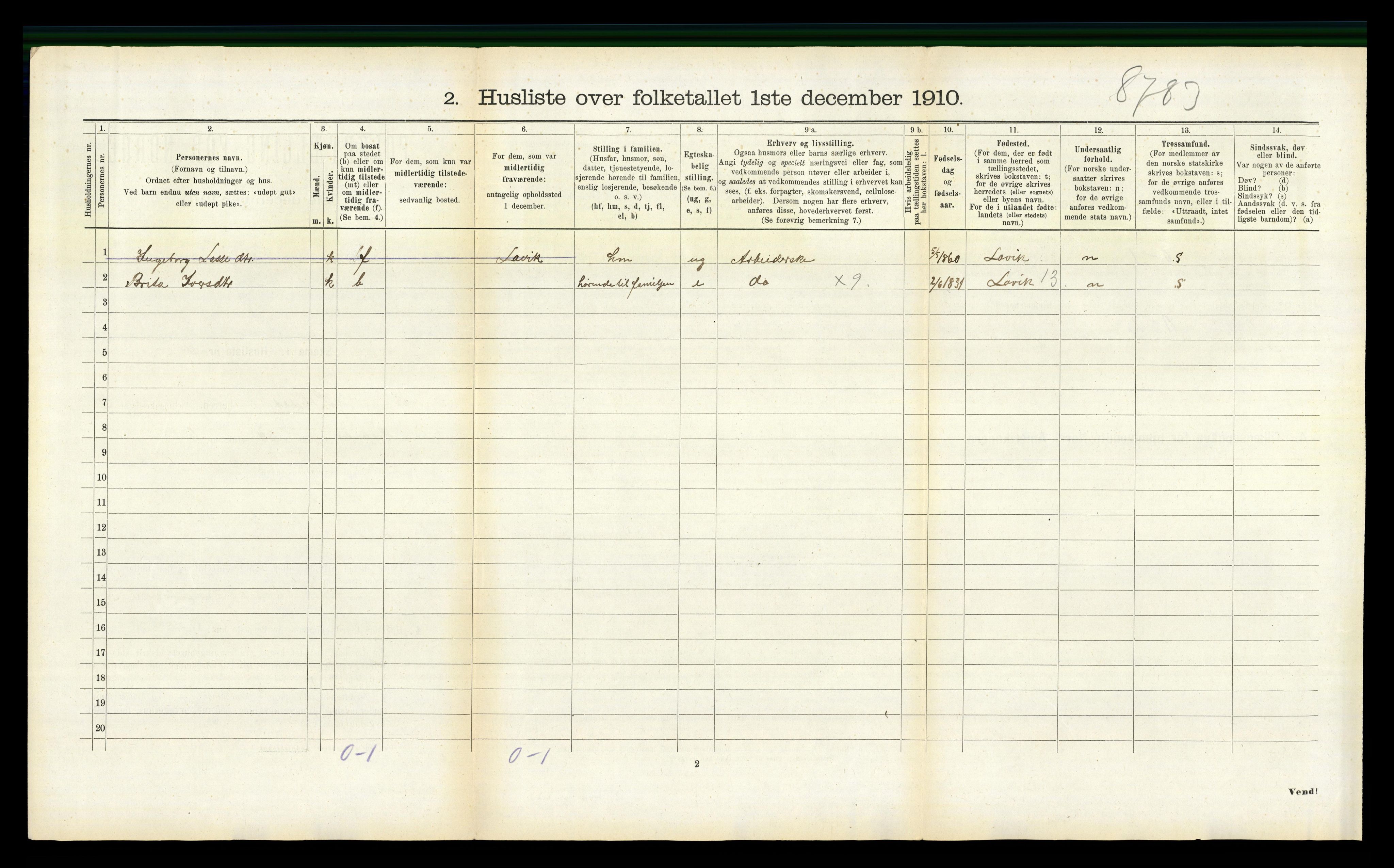 RA, 1910 census for Hyllestad, 1910, p. 764