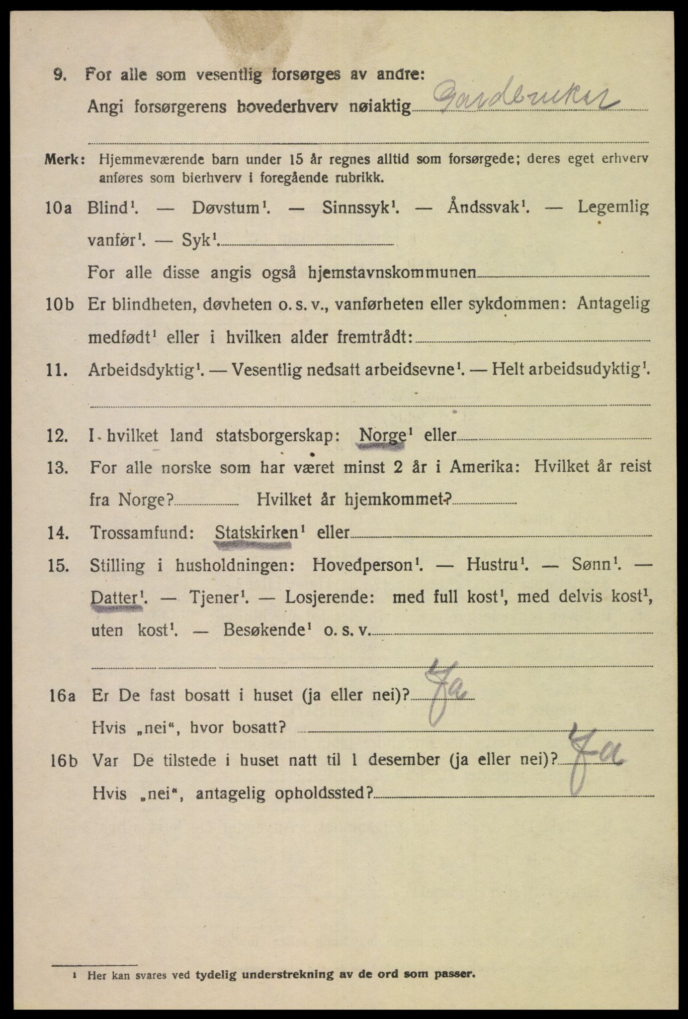 SAK, 1920 census for Øvre Sirdal, 1920, p. 1322