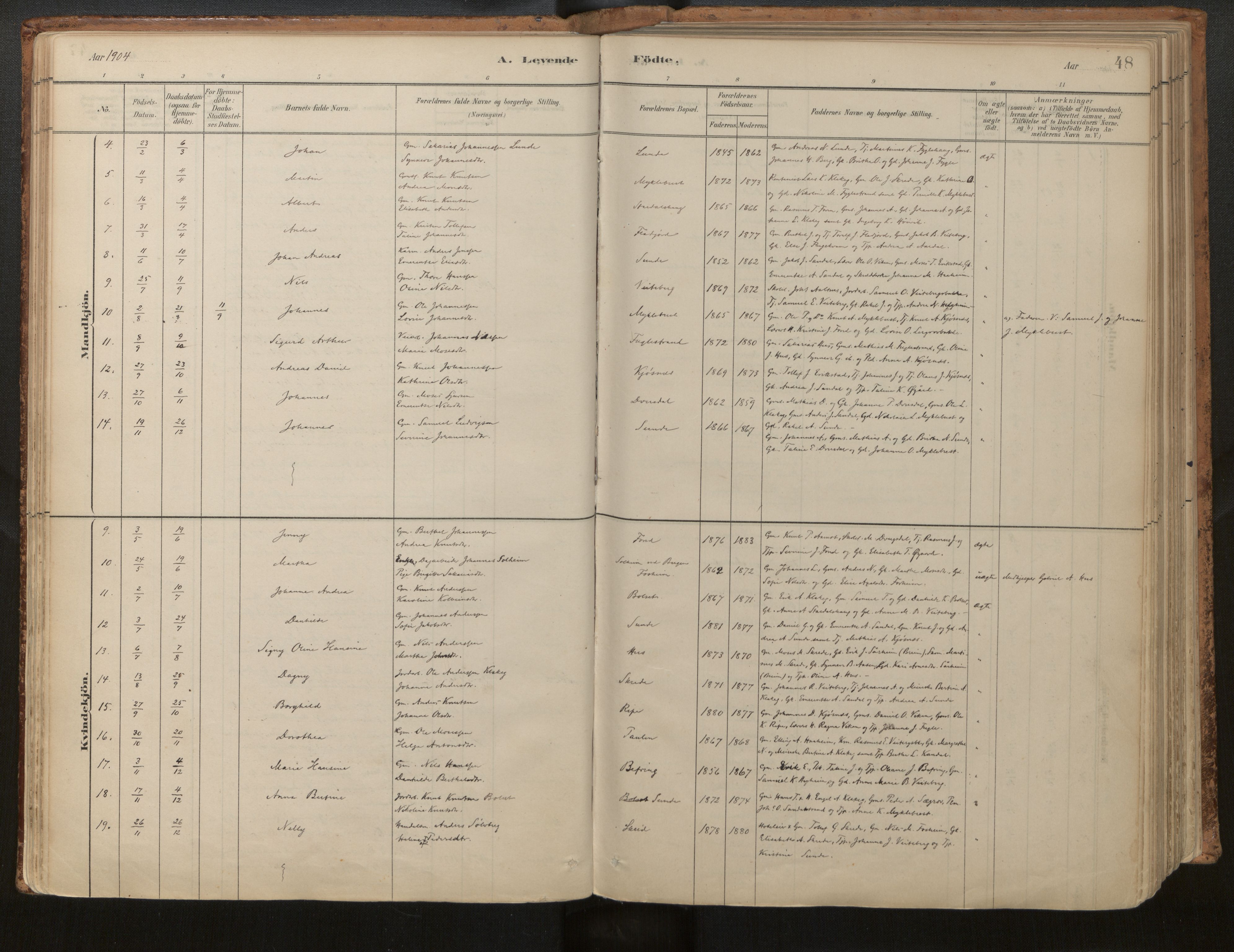 Jølster sokneprestembete, SAB/A-80701/H/Haa/Haac/L0001: Parish register (official) no. C 1, 1882-1928, p. 48