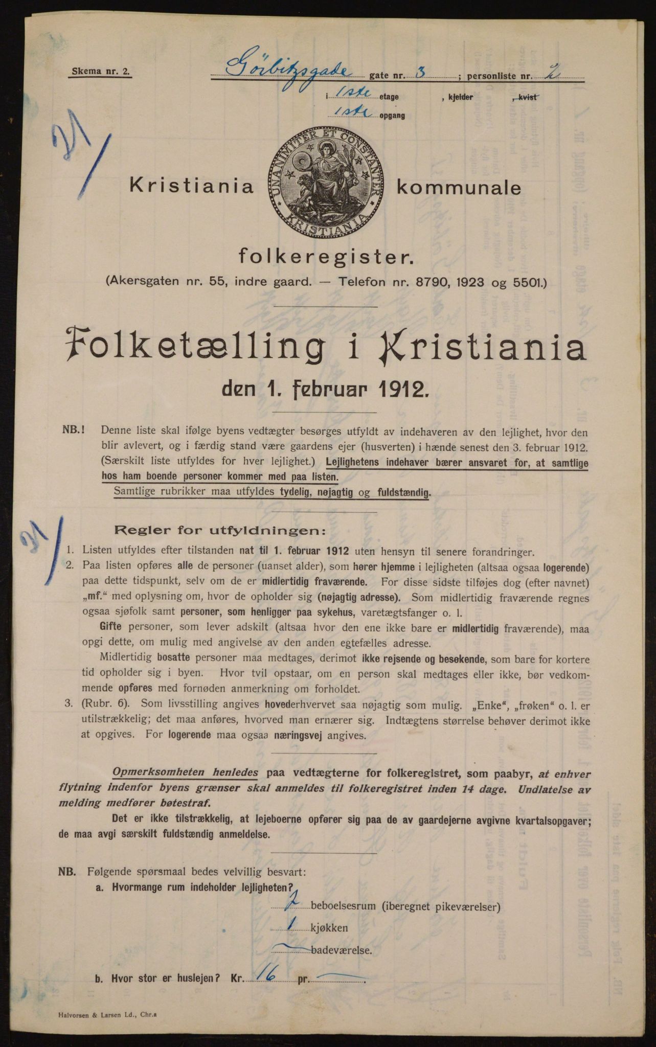 OBA, Municipal Census 1912 for Kristiania, 1912, p. 32700