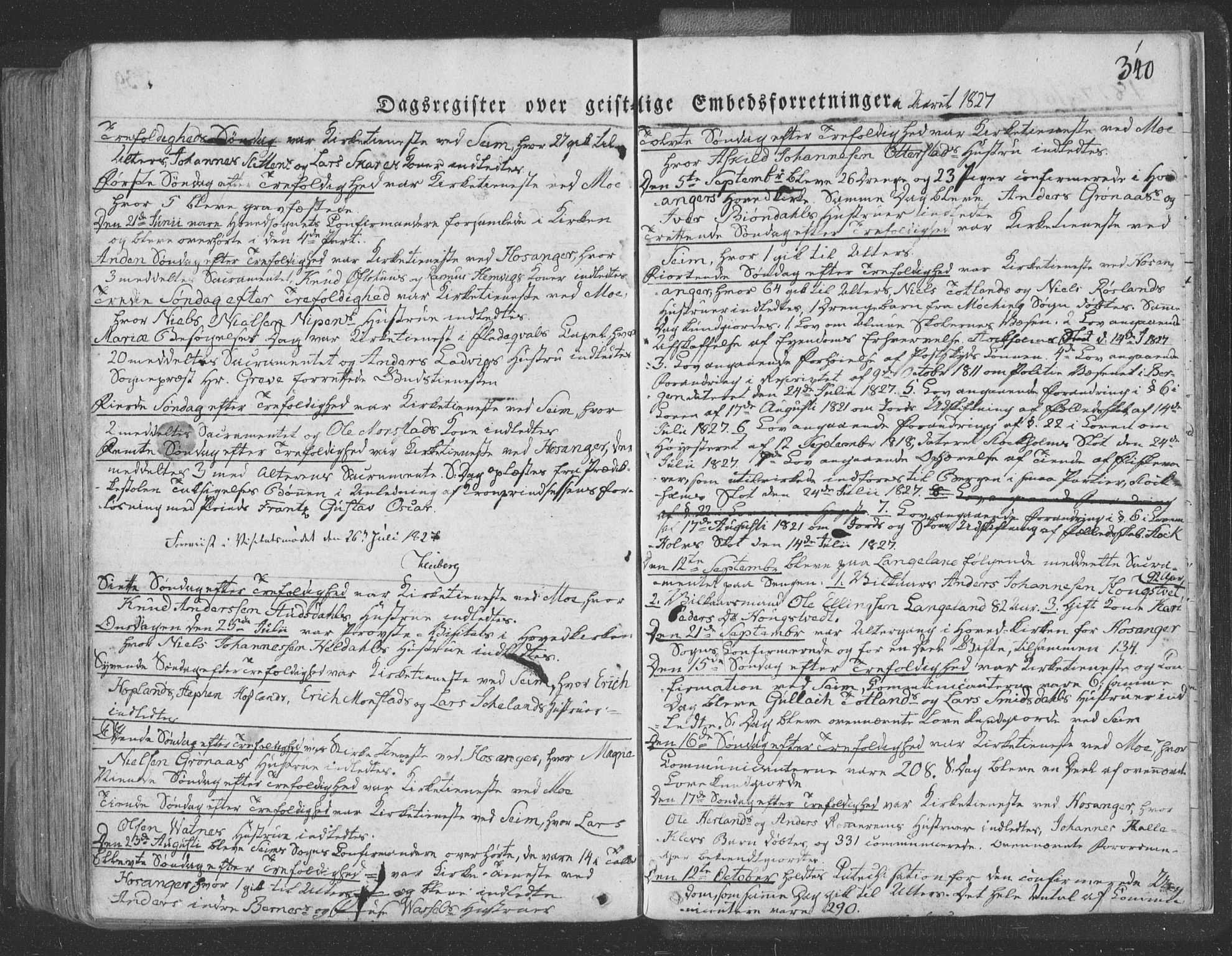 Hosanger sokneprestembete, AV/SAB-A-75801/H/Haa: Parish register (official) no. A 6, 1824-1835, p. 340