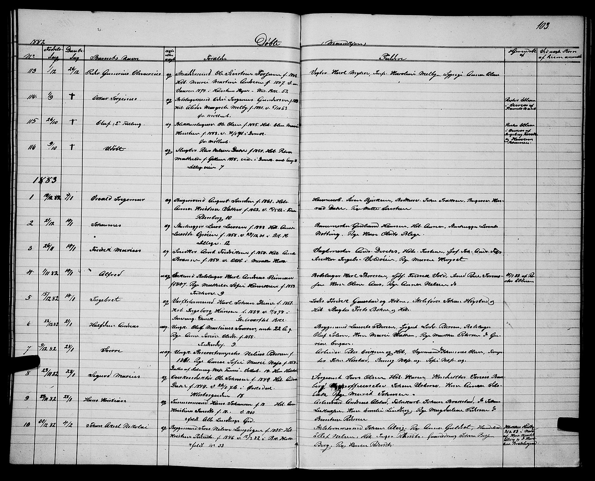 Ministerialprotokoller, klokkerbøker og fødselsregistre - Sør-Trøndelag, SAT/A-1456/604/L0220: Parish register (copy) no. 604C03, 1870-1885, p. 103