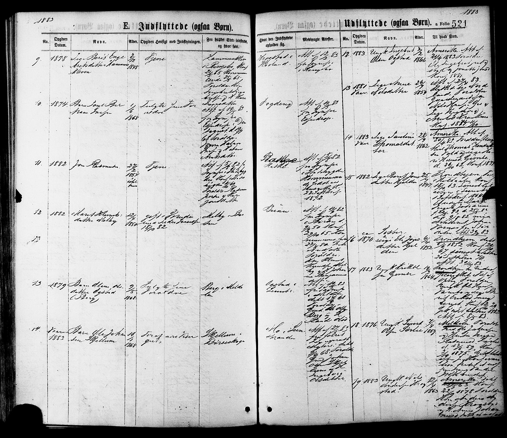 Ministerialprotokoller, klokkerbøker og fødselsregistre - Sør-Trøndelag, AV/SAT-A-1456/691/L1079: Parish register (official) no. 691A11, 1873-1886, p. 521