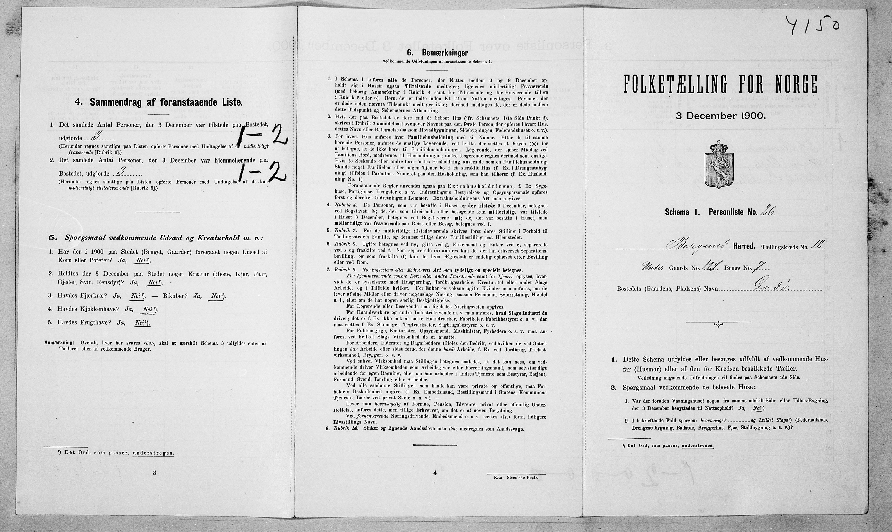 SAT, 1900 census for Borgund, 1900, p. 1324