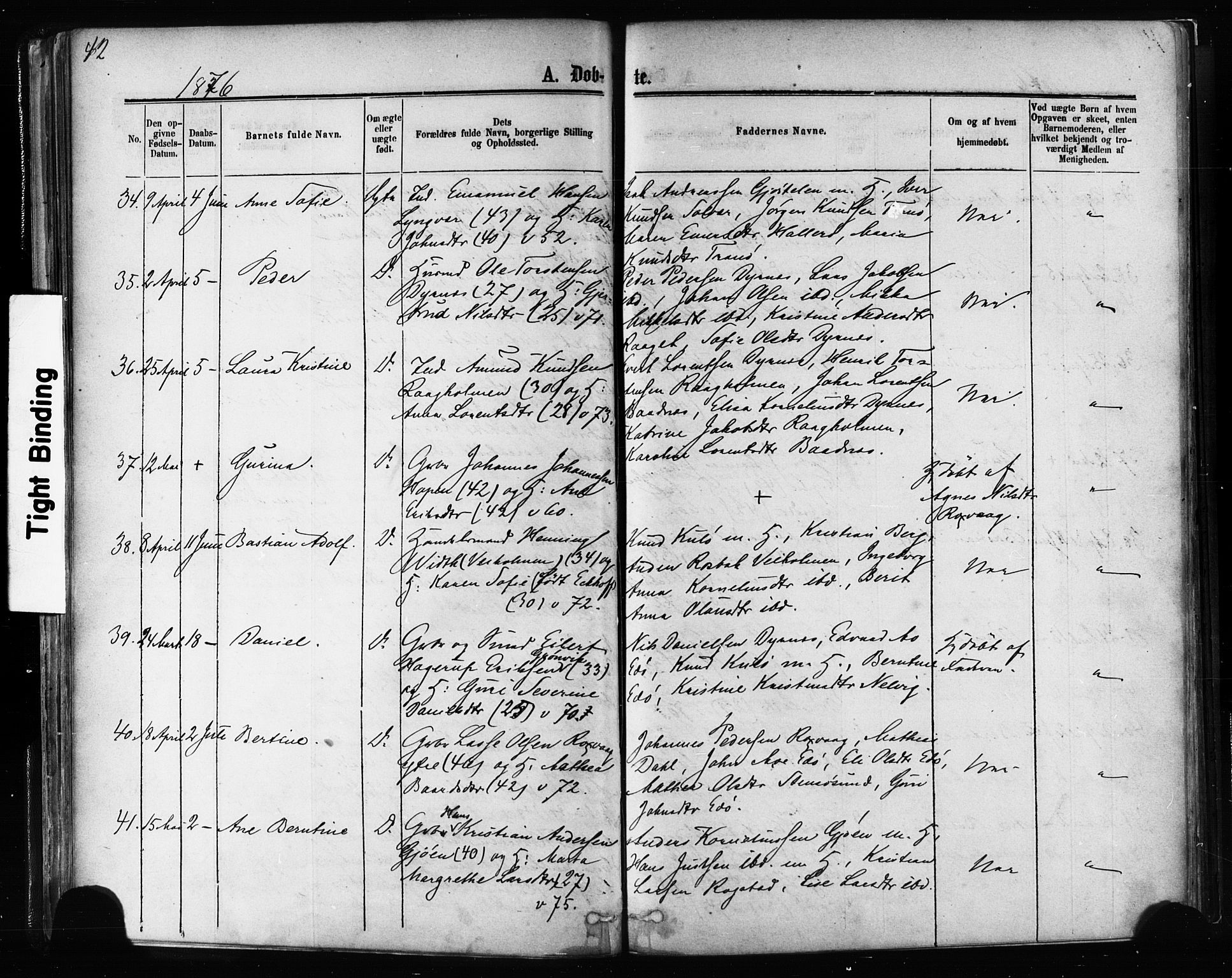 Ministerialprotokoller, klokkerbøker og fødselsregistre - Møre og Romsdal, AV/SAT-A-1454/581/L0938: Parish register (official) no. 581A06, 1873-1879, p. 42