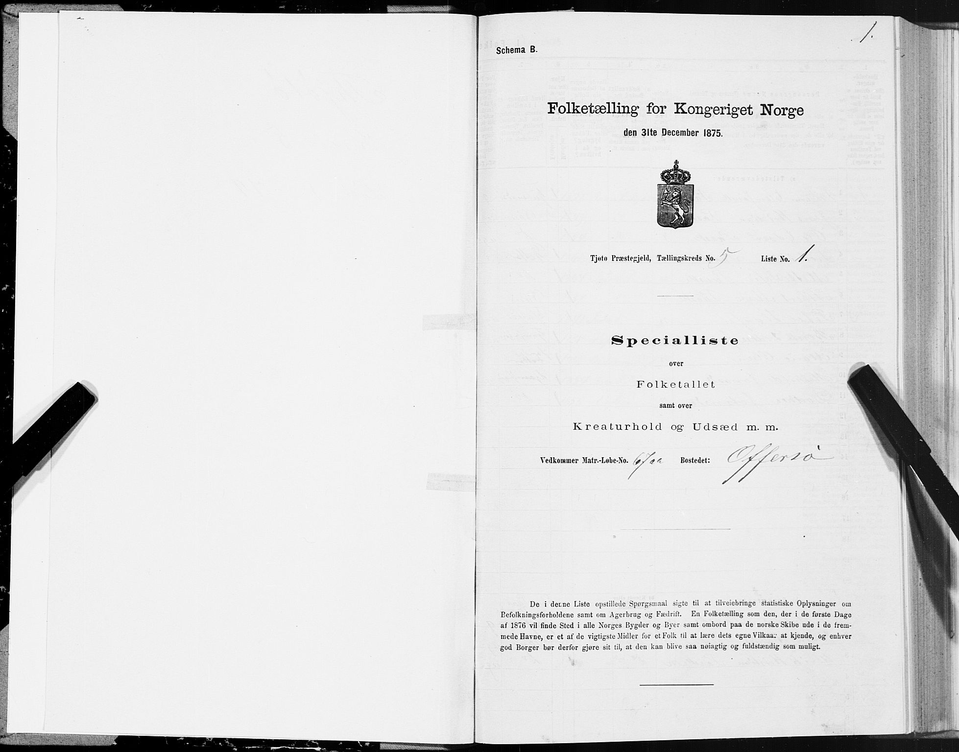 SAT, 1875 census for 1817P Tjøtta, 1875, p. 3001