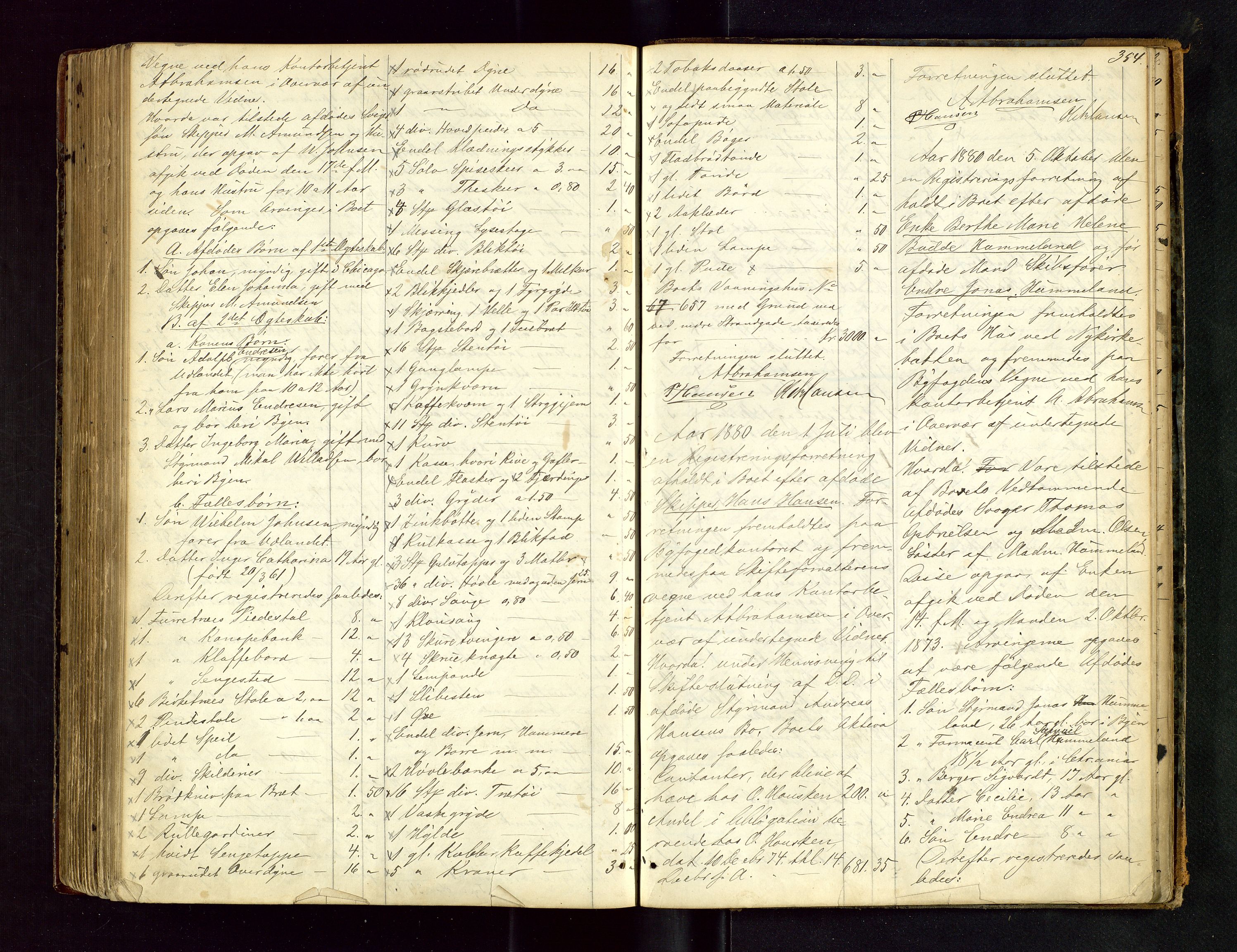 Stavanger byfogd, AV/SAST-A-101408/001/5/50/503BA/L0003: Registreringsprotokoll, 1864-1882, p. 354