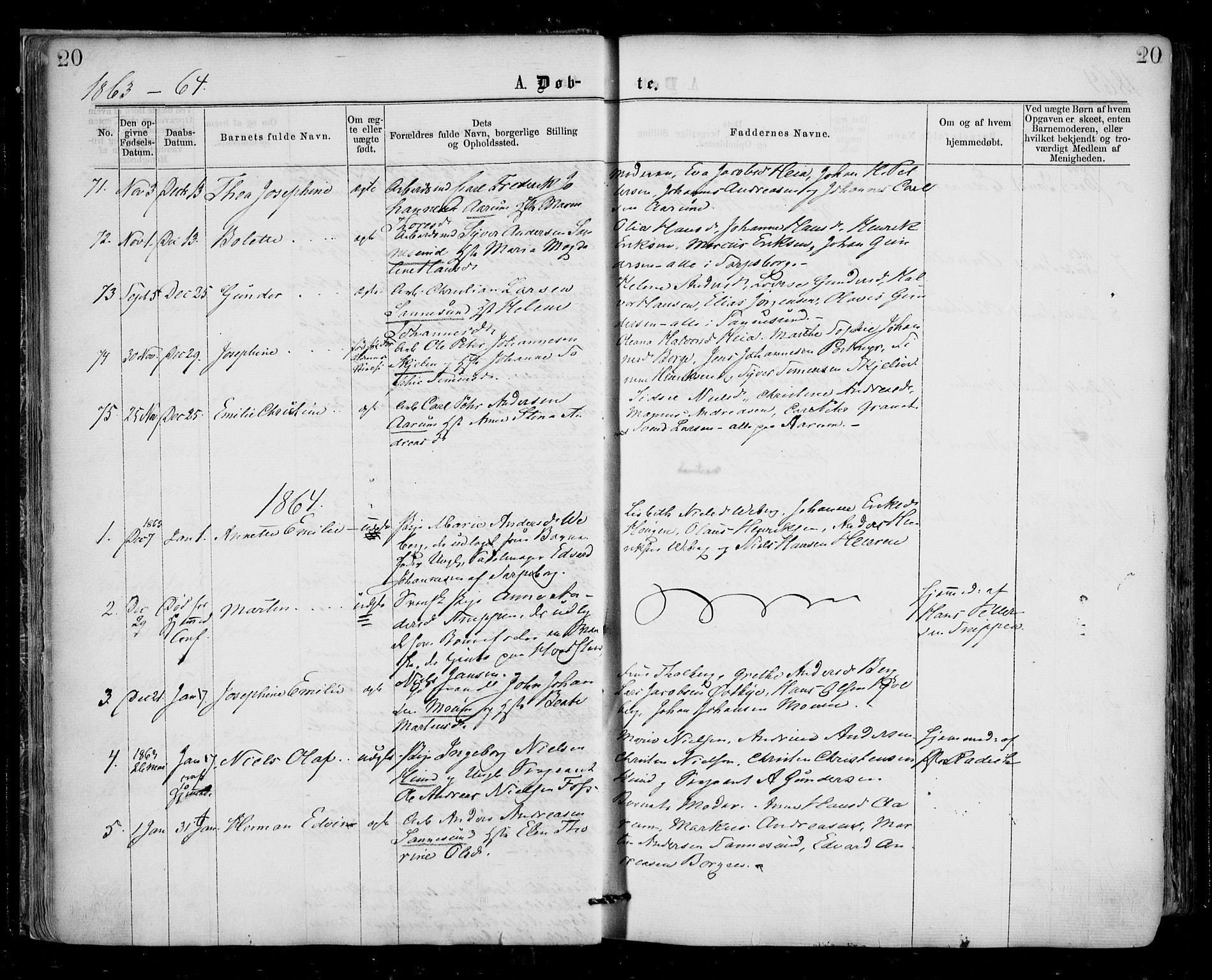 Borge prestekontor Kirkebøker, SAO/A-10903/F/Fa/L0006: Parish register (official) no. I 6, 1861-1874, p. 20