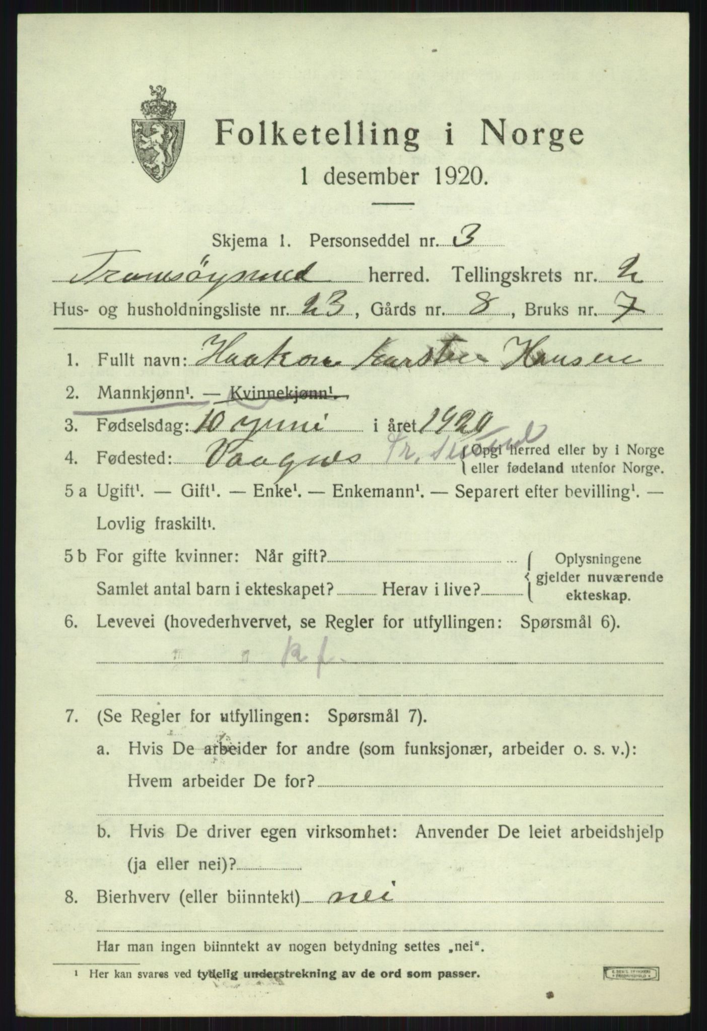 SATØ, 1920 census for Tromsøysund, 1920, p. 2680